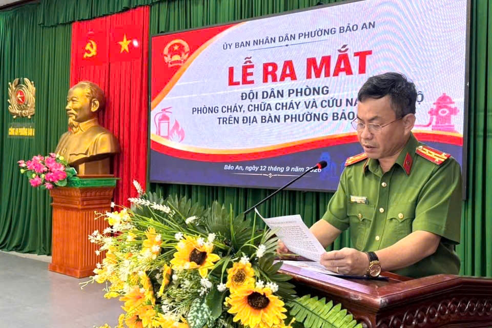 Phường Bảo An ra mắt 17 Đội dân phòng phòng cháy, chữa cháy và cứu nạn, cứu hộ