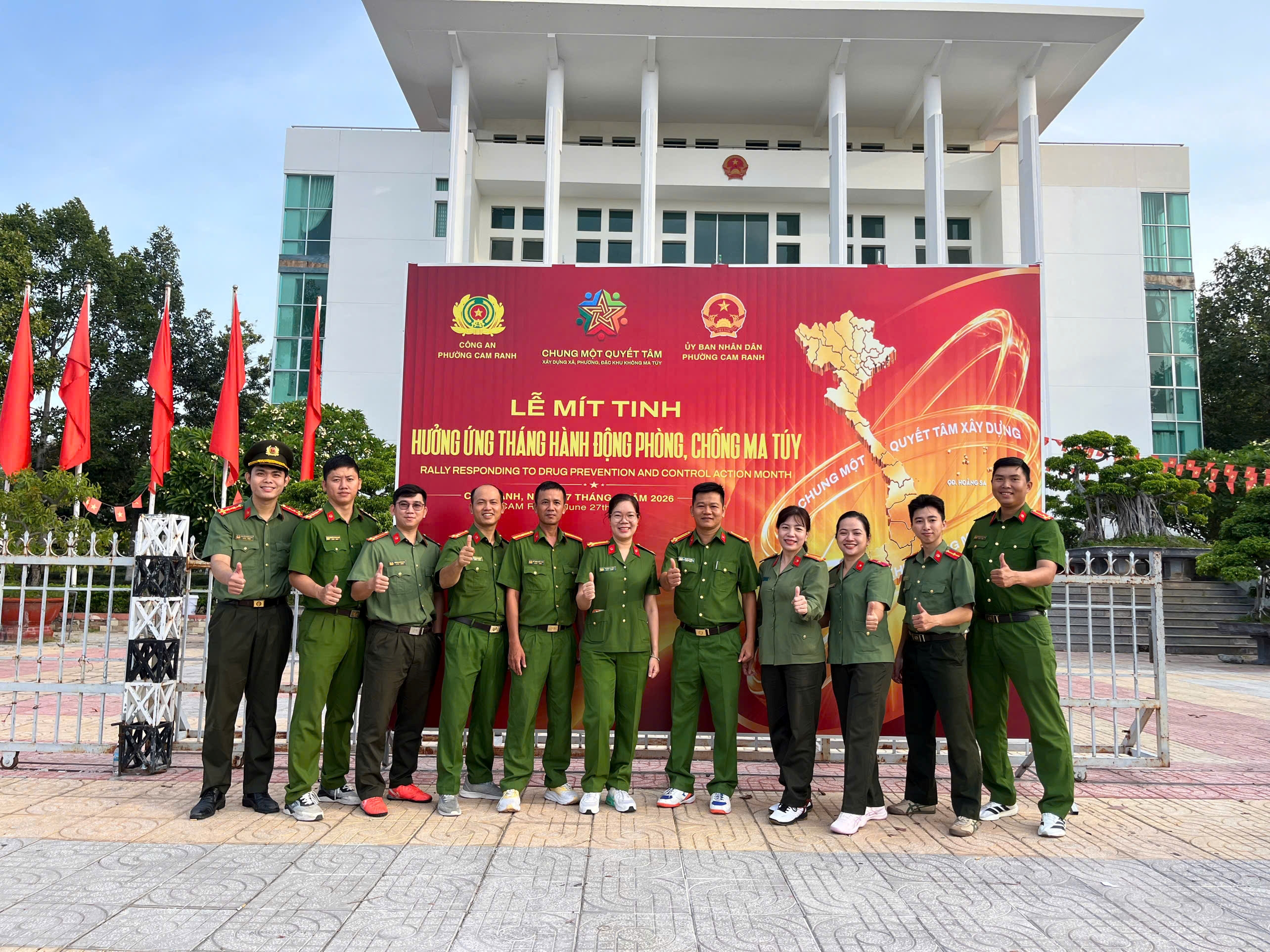 Công an phường Cam Ranh triển khai tổ chức Lễ Mít-tinh hưởng ứng tháng hành động phòng, chống ma túy