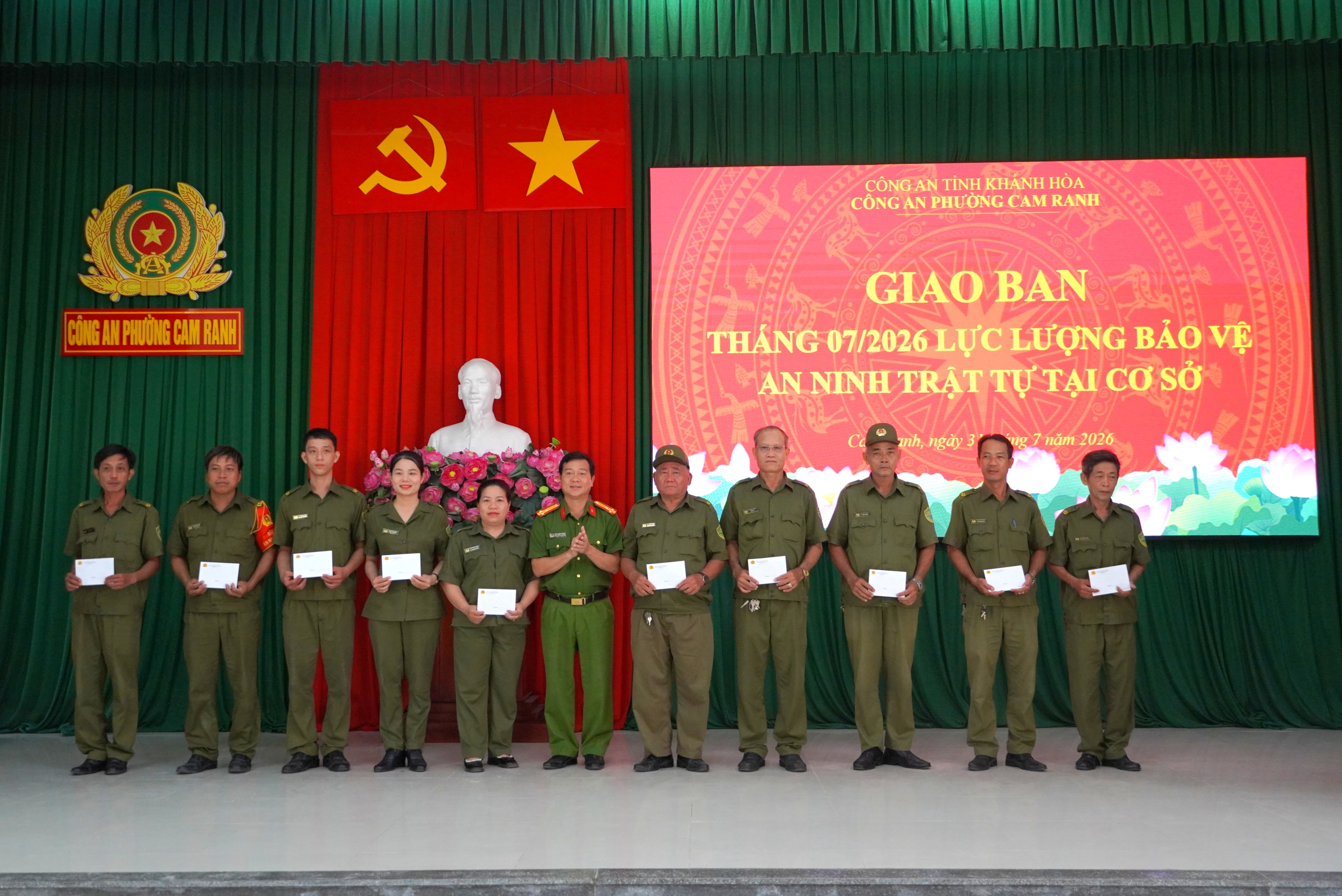 Công an phường Cam Ranh tổ chức giao ban tháng 07/2026 lực lượng bảo vệ An ninh trật tự tại cơ sở