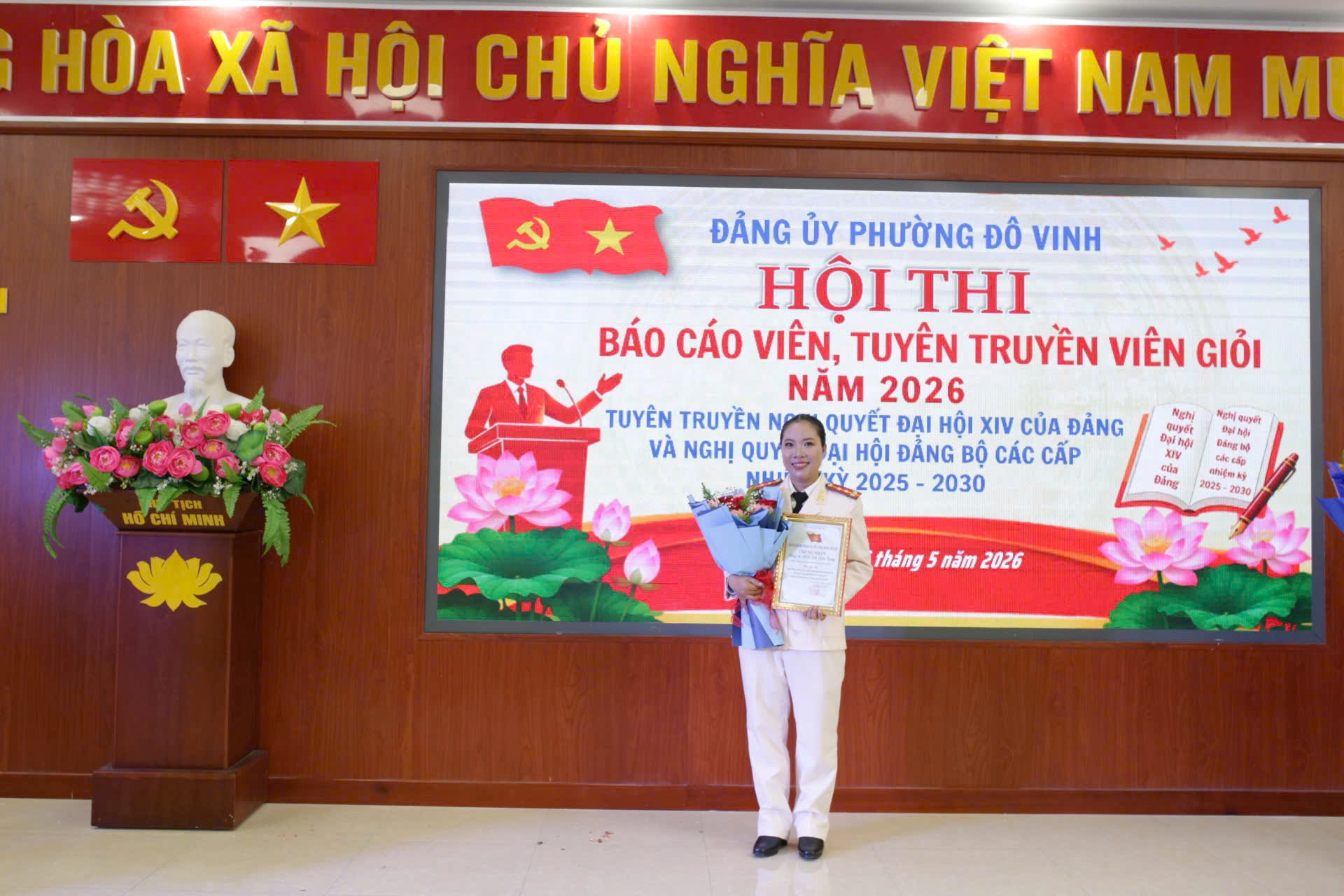 Phường Đô Vinh tổ chức thành công Chung khảo hội thi Báo cáo viên, tuyên truyền viên giỏi năm 2026