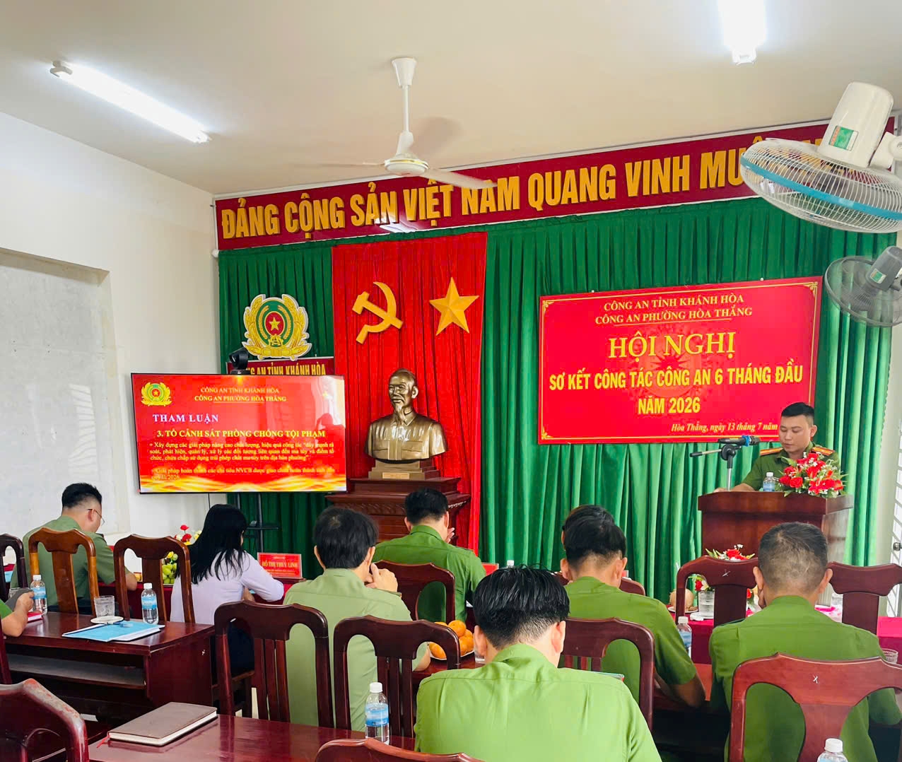 Công an phường Hoà Thắng tổ chức hội nghị sơ kết công tác công an 6 tháng đầu năm 2026
