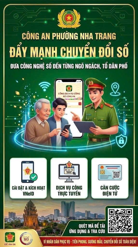 Công an phường Nha Trang đẩy mạnh các hoạt động thiết thực hưởng ứng Ngày chuyển đổi số quốc gia năm 2026