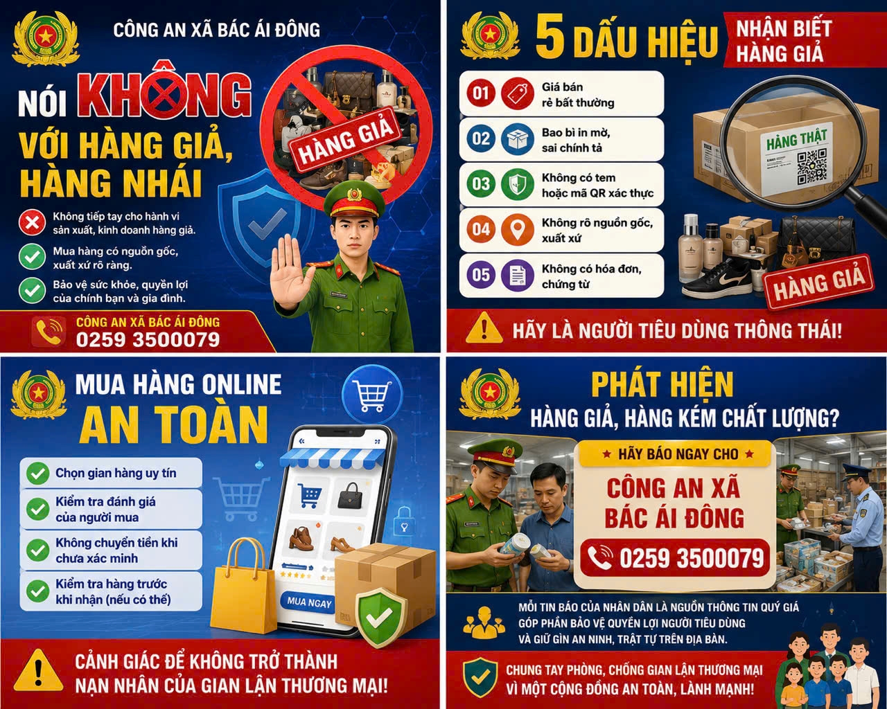 Công an xã Bác Ái Đông tăng cường công tác tuyên truyền về hàng giả, hàng nhái, hàng kém chất lượng và hành vi gian lận thương mại
