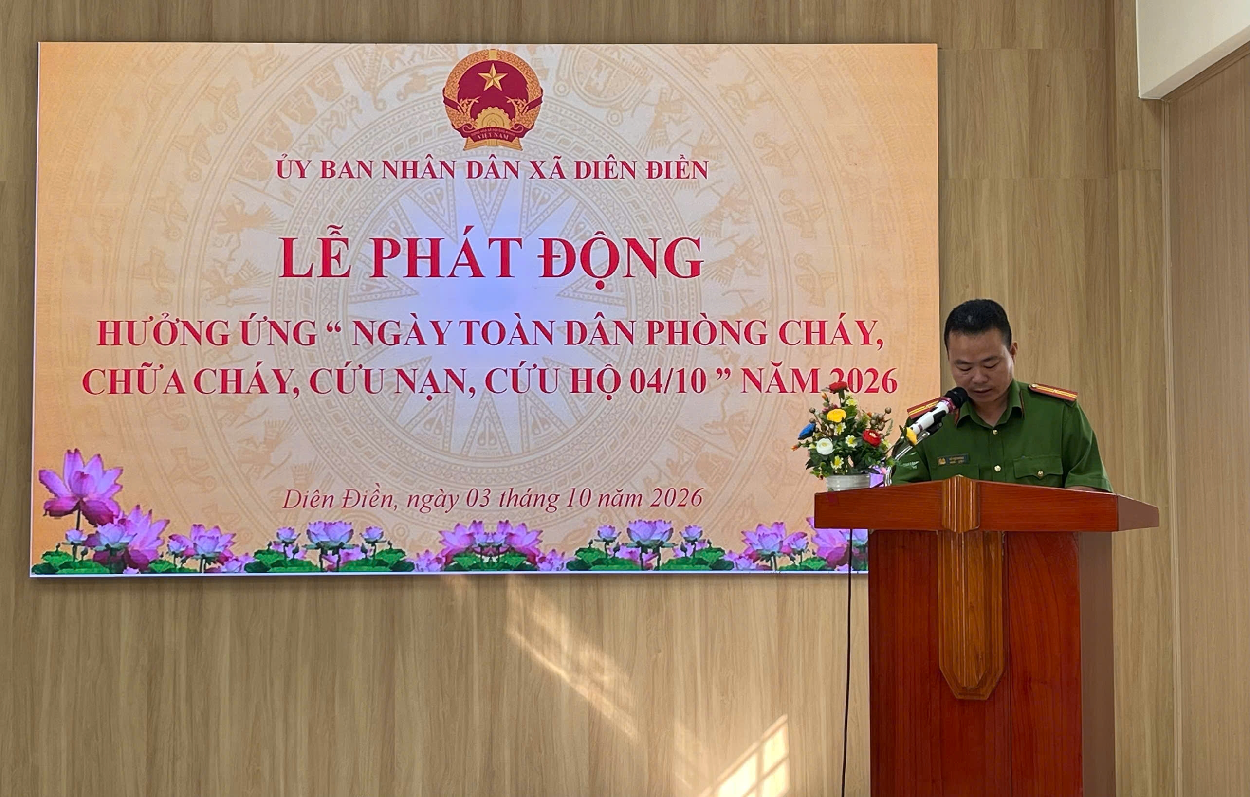 Xã Diên Điền tổ chức Lễ phát động hưởng ứng “Ngày toàn dân phòng cháy, chữa cháy, cứu nạn, cứu hộ 04/10” năm 2026