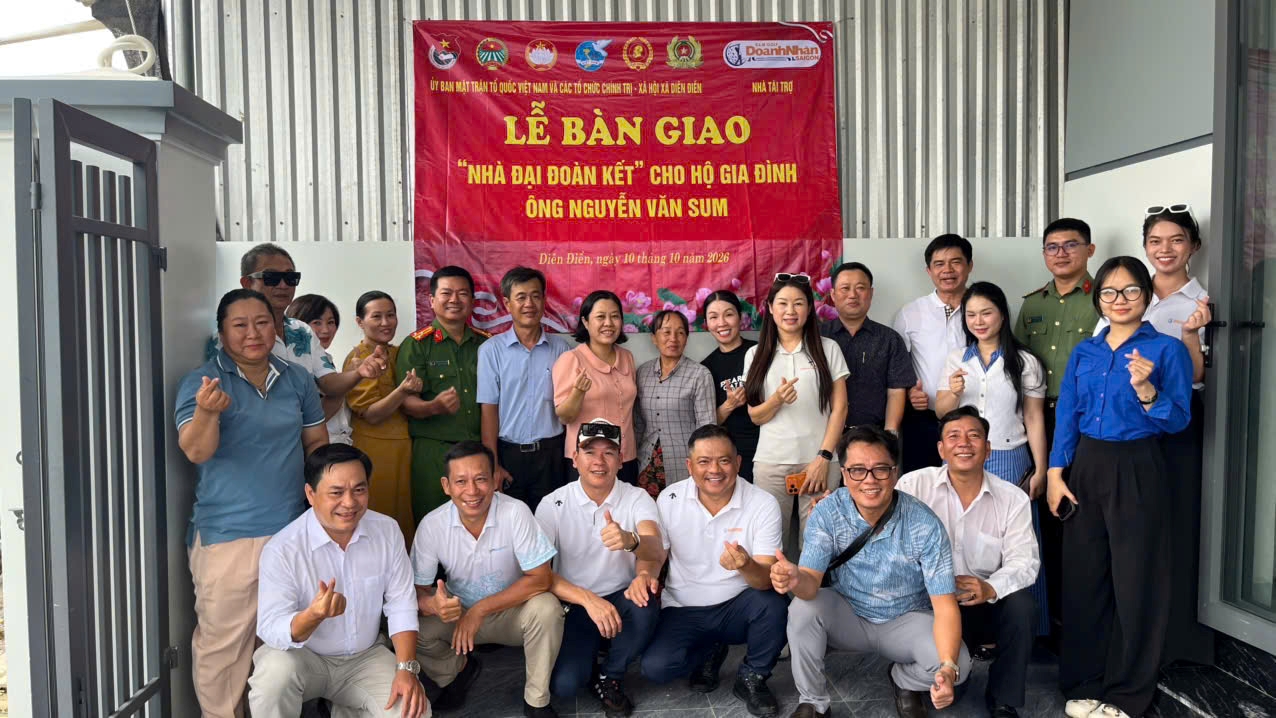 Công an xã Diên Điền phối hợp tổ chức Lễ bàn giao “Nhà đại đoàn kết” cho các hộ gia đình trên địa bàn xã Diên Điền