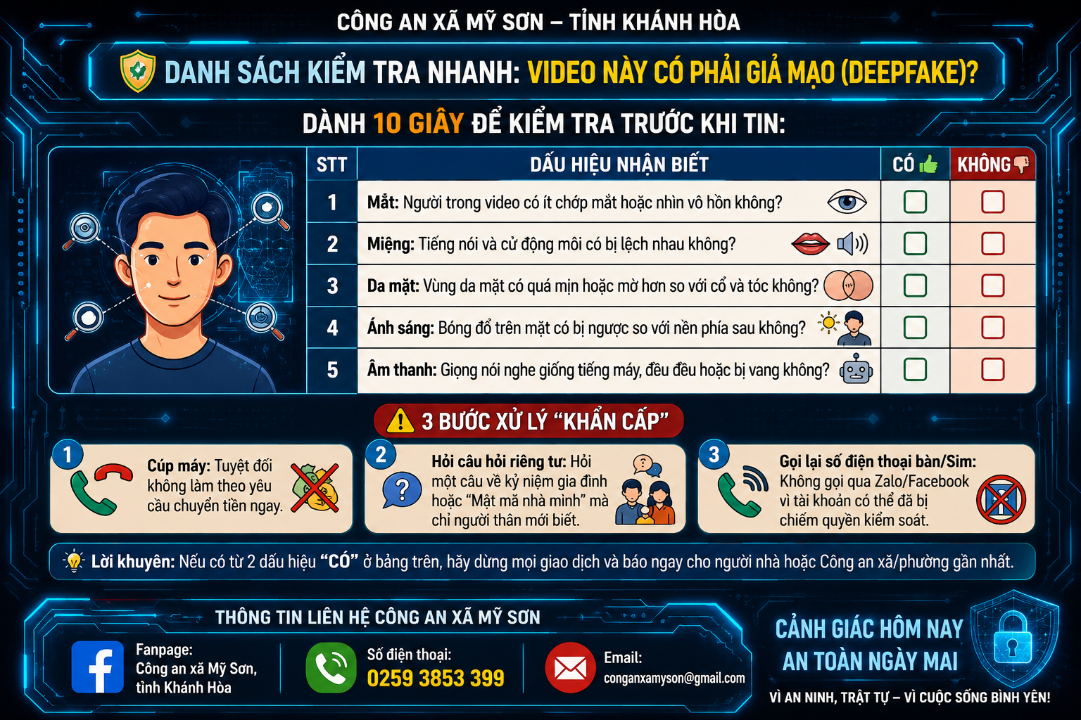 Công an xã Mỹ Sơn tăng cường tuyên truyền phòng ngừa thủ đoạn lừa đảo giả mạo bằng công nghệ AI