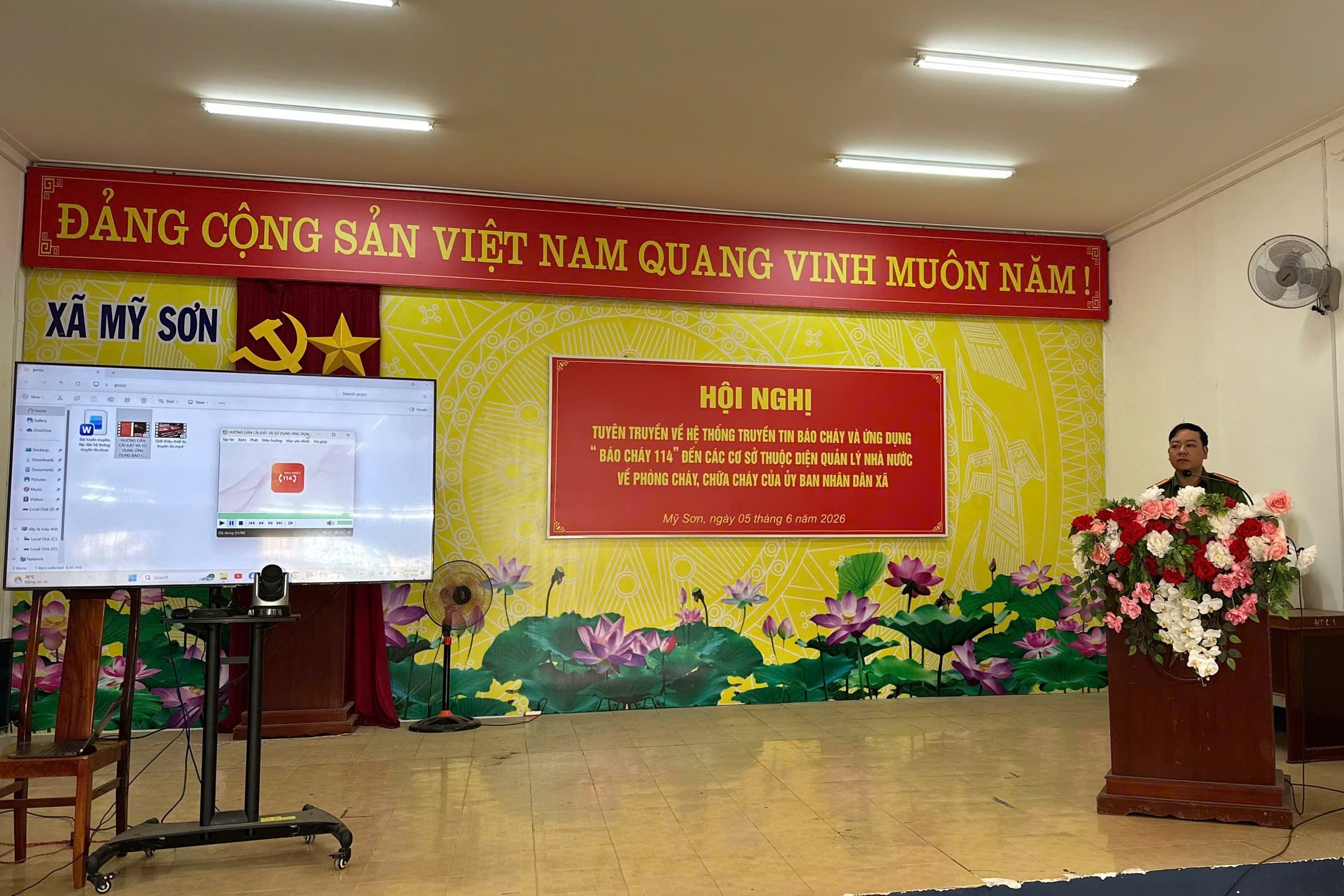 Xã Mỹ Sơn tổ chức tuyên truyền hệ thống truyền tin báo cháy và ứng dụng “Báo cháy 114”