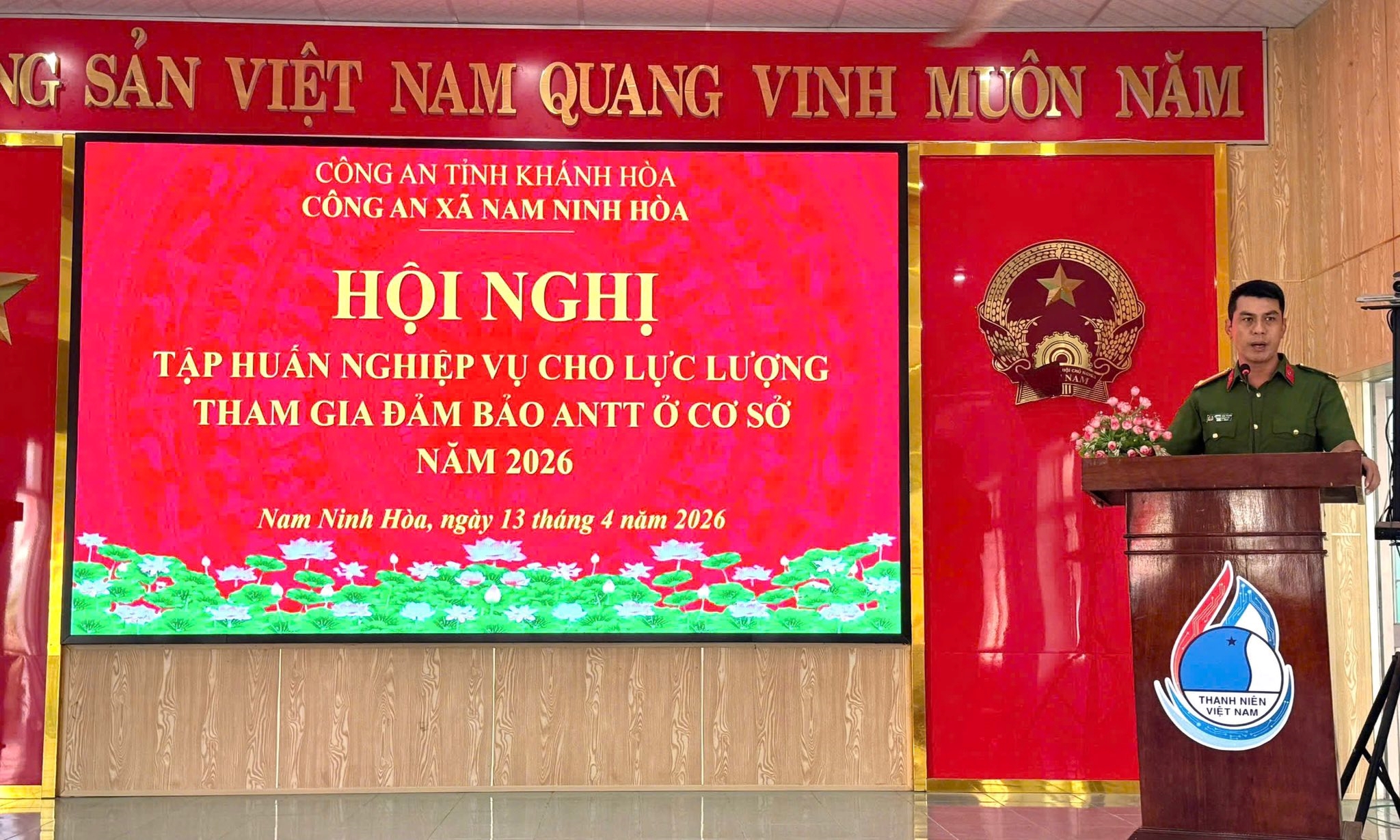 Công an xã Nam Ninh Hòa tổ chức Hội nghị tập huấn nghiệp vụ cho lực lượng tham gia bảo đảm an ninh, trật tự ở cơ sở năm 2026.