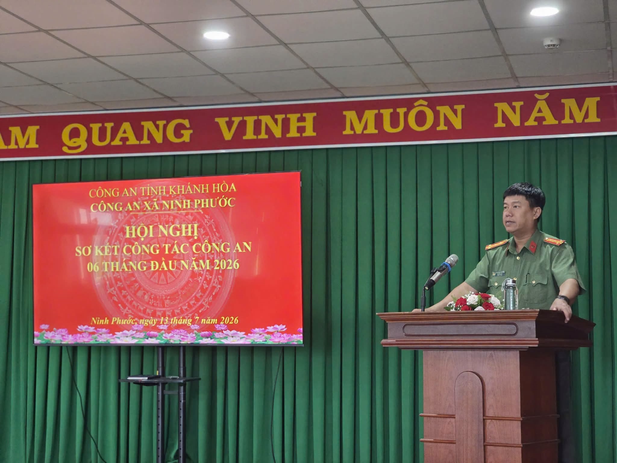 Công an xã Ninh Phước tổ chức hội nghị sơ kết công tác công an 6 tháng đầu năm 2026