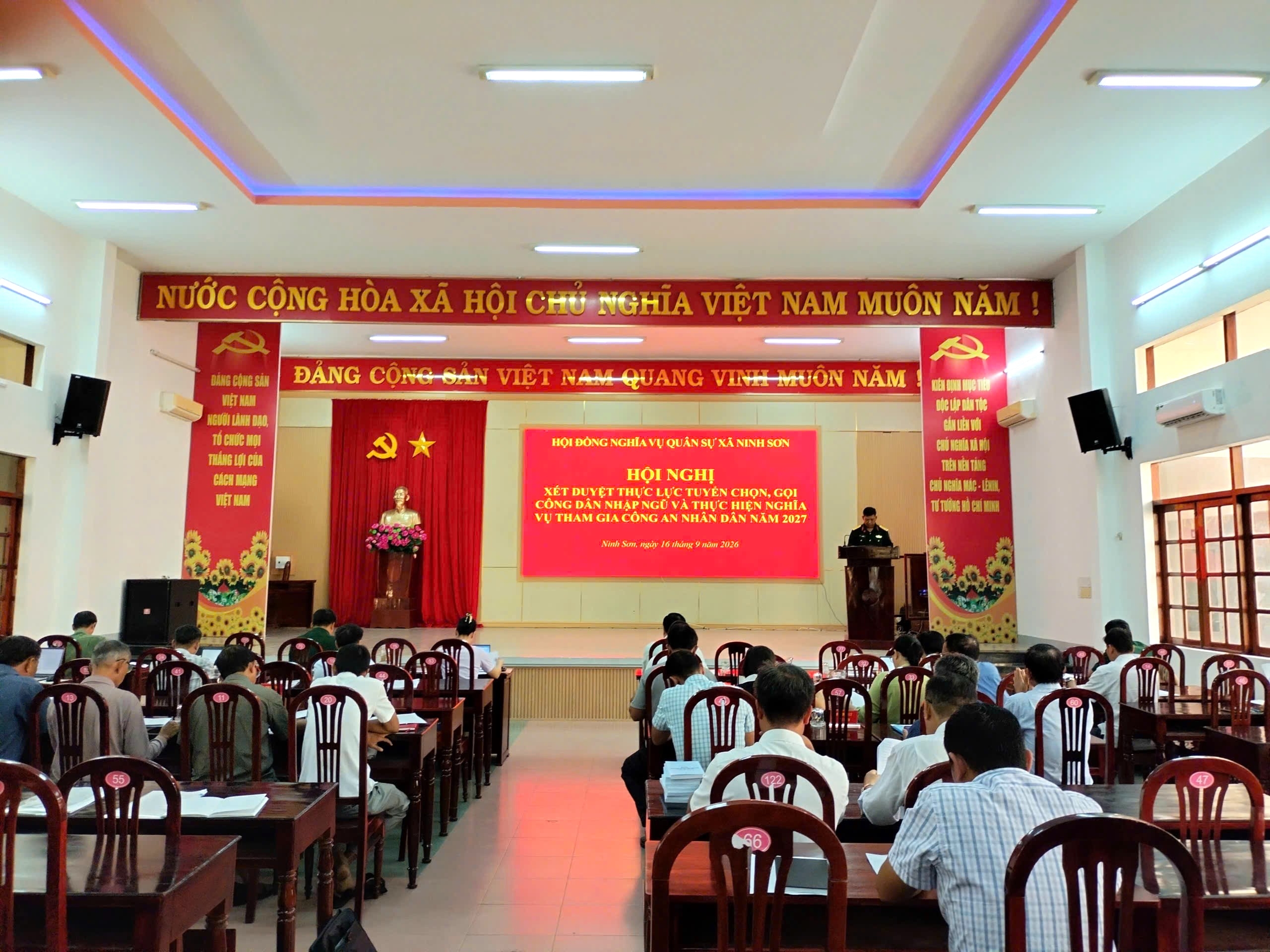 Hội đồng Nghĩa vụ Quân sự xã Ninh Sơn tổ chức xét duyệt thực lực, phát động thi đua tuyển chọn công dân nhập ngũ và thực hiện nghĩa vụ tham gia Công an nhân dân năm 2027