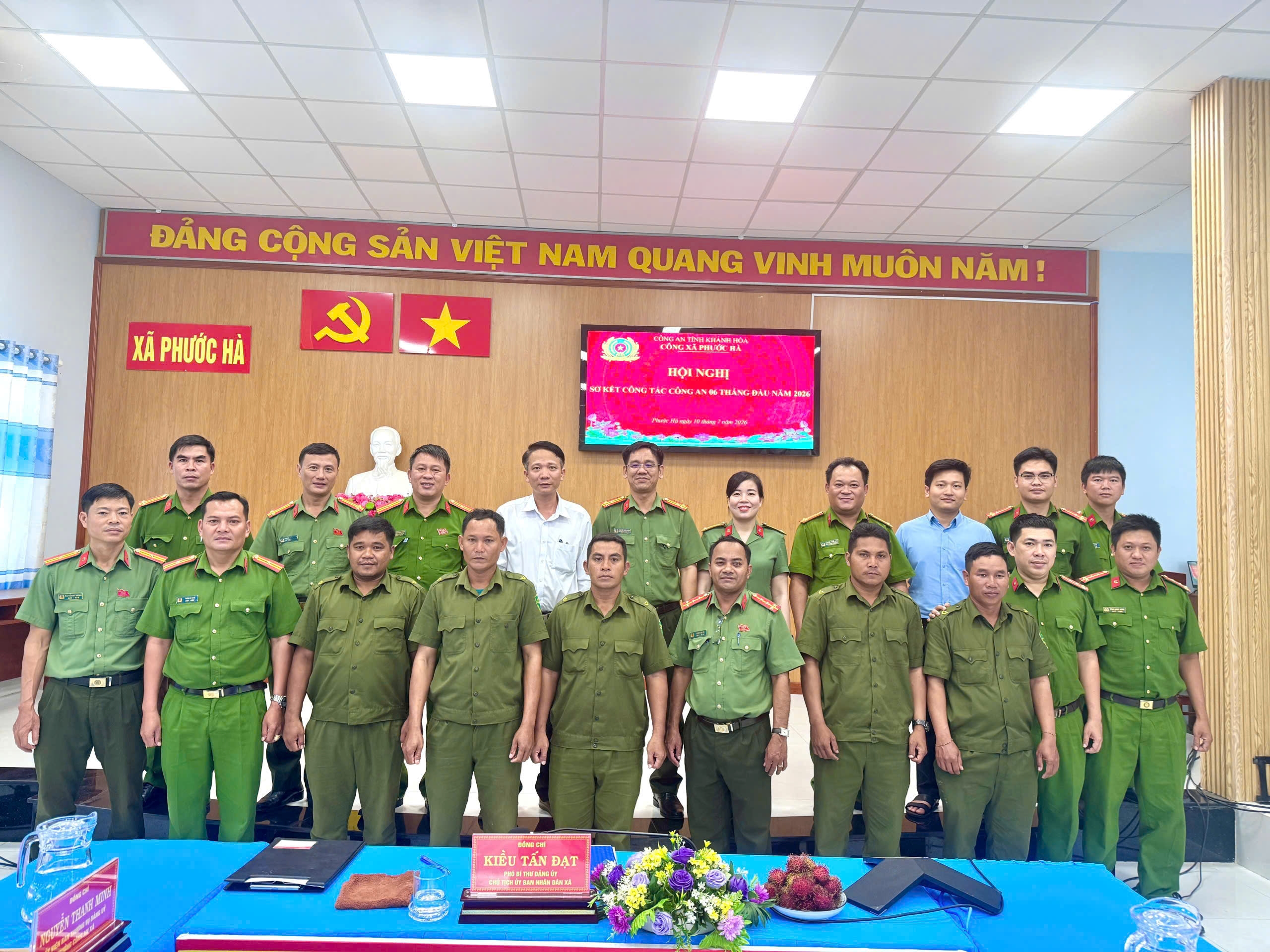 Công an xã Phước Hà tổ chức Hội nghị sơ kết công tác Công an 6 tháng đầu năm 2026