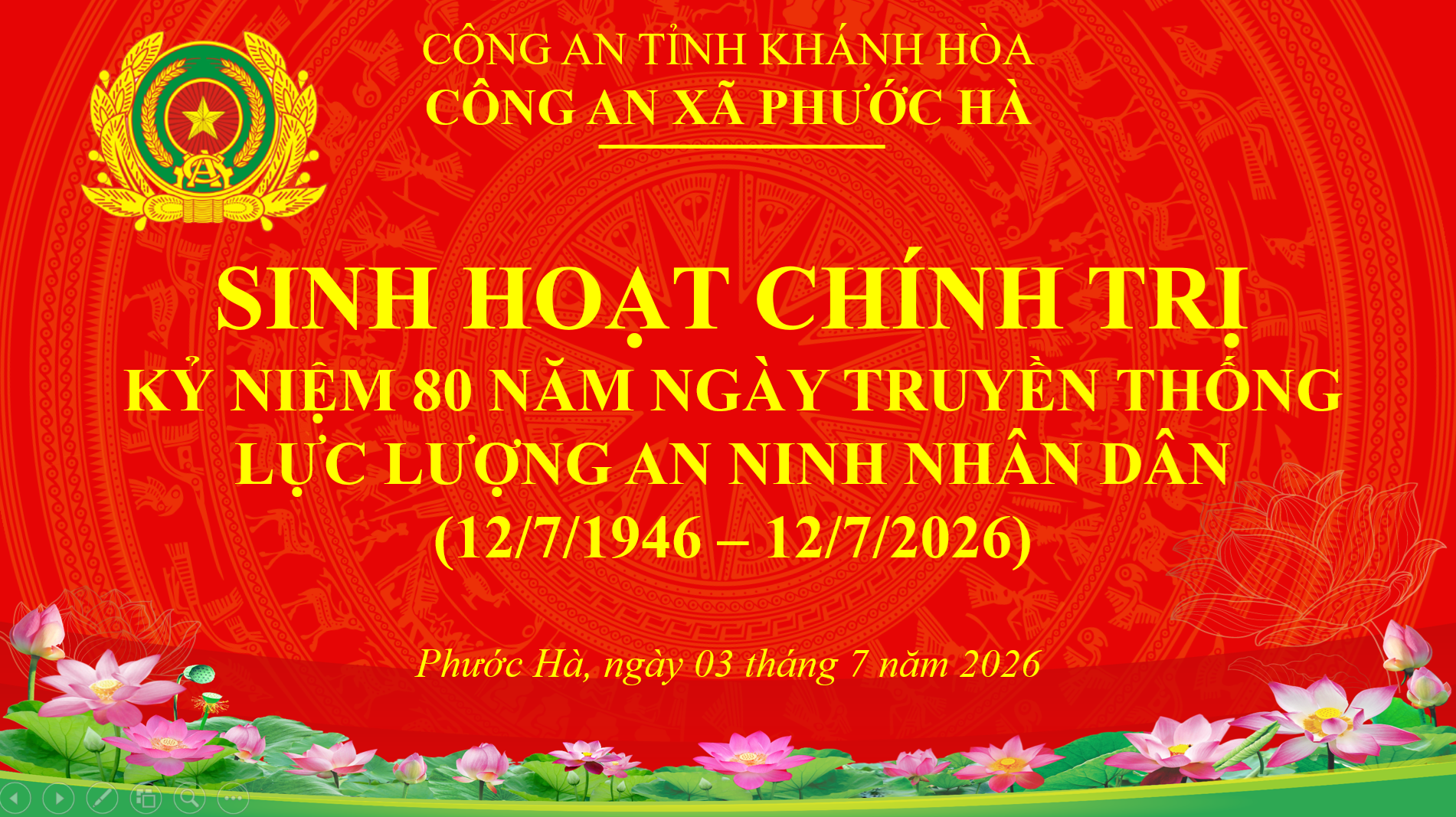 Công an xã Phước Hà tổ chức sinh hoạt chính trị kỷ niệm 80 năm Ngày truyền thống lực lượng An ninh nhân dân
