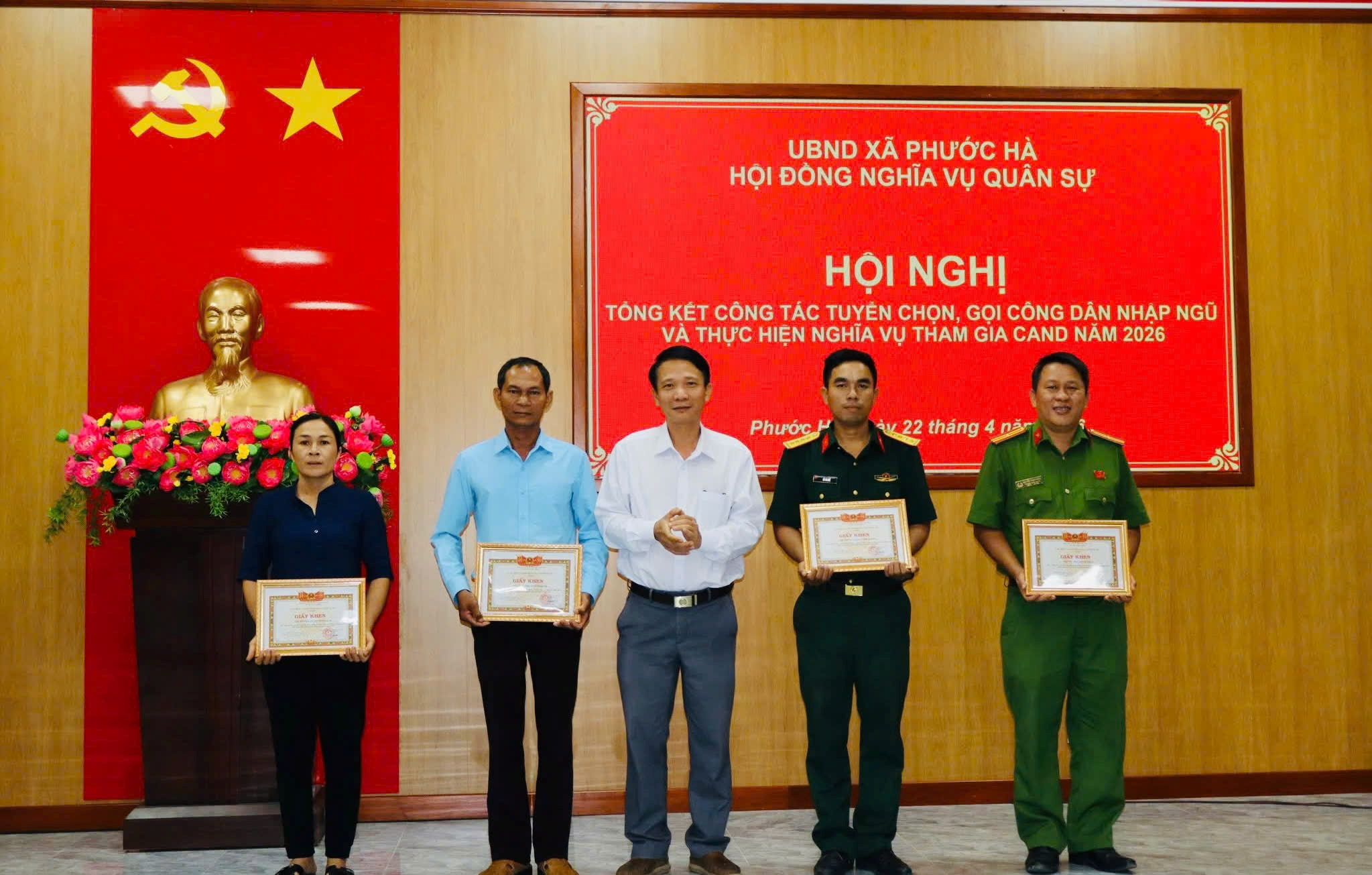 UBND xã Phước Hà tổ chức Hội nghị tổng kết công tác tuyển chọn, gọi công dân nhập ngũ và thực hiện nghĩa vụ tham gia Công an nhân dân năm 2026