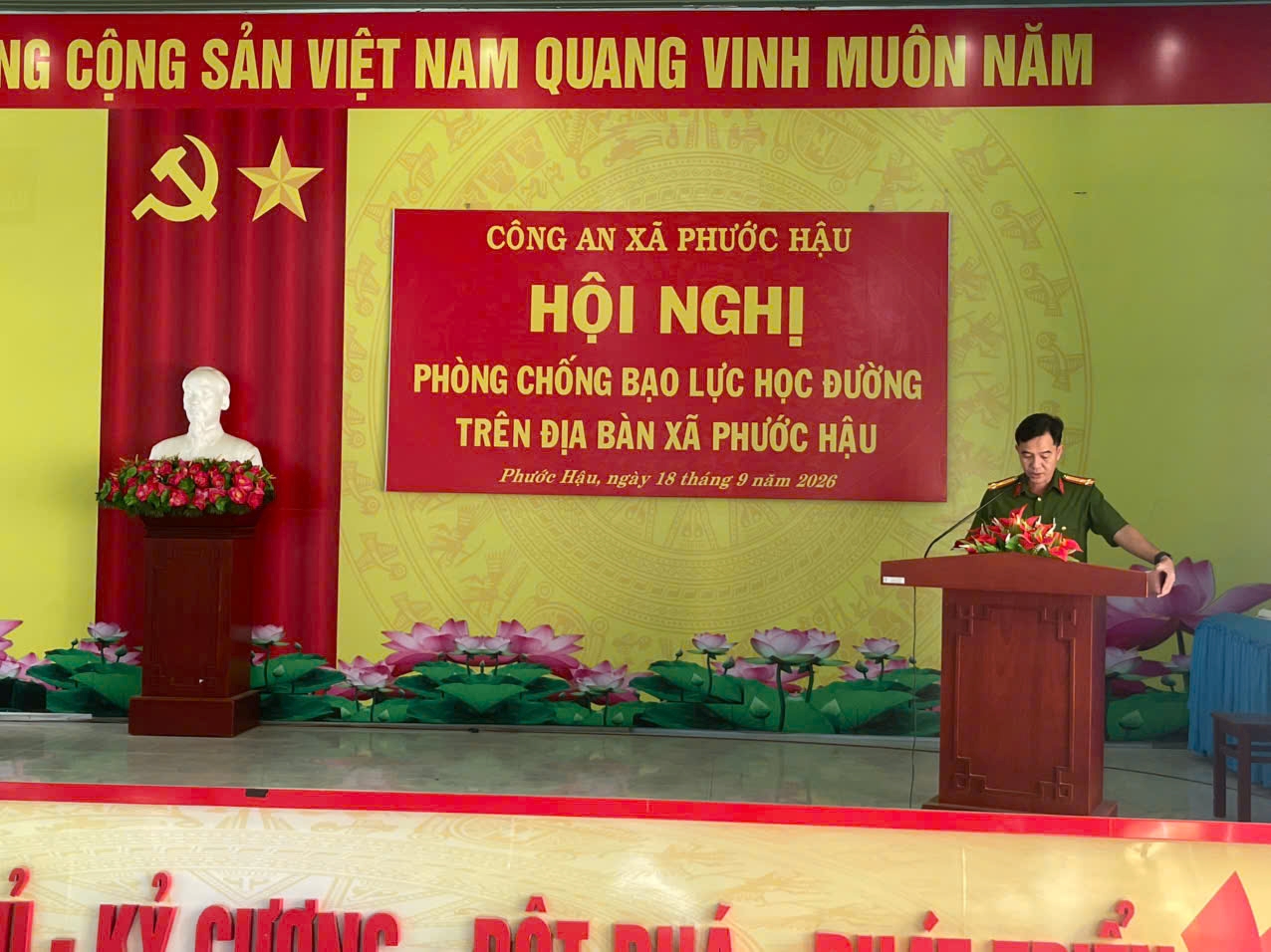 Công an xã Phước Hậu tổ chức hội nghị phòng, chống bạo lực học đường năm 2026