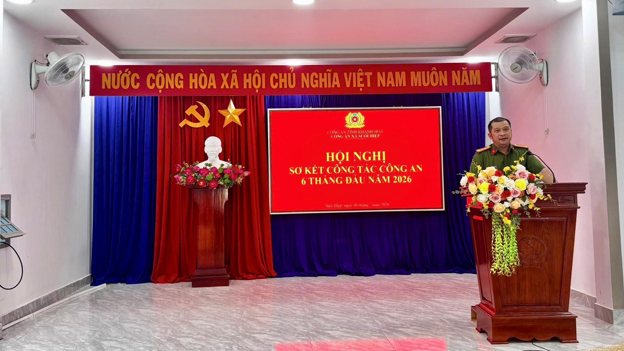 Công an xã Suối Hiệp tổ chức sơ kết công tác Công an 6 tháng đầu năm 2026