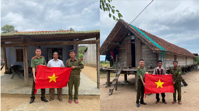 Công an xã Tây Ninh Hòa tổ chức thăm hỏi, trao tặng Cờ Tổ quốc cho người có uy tín trong trong vùng đồng bào dân tộc thiểu số