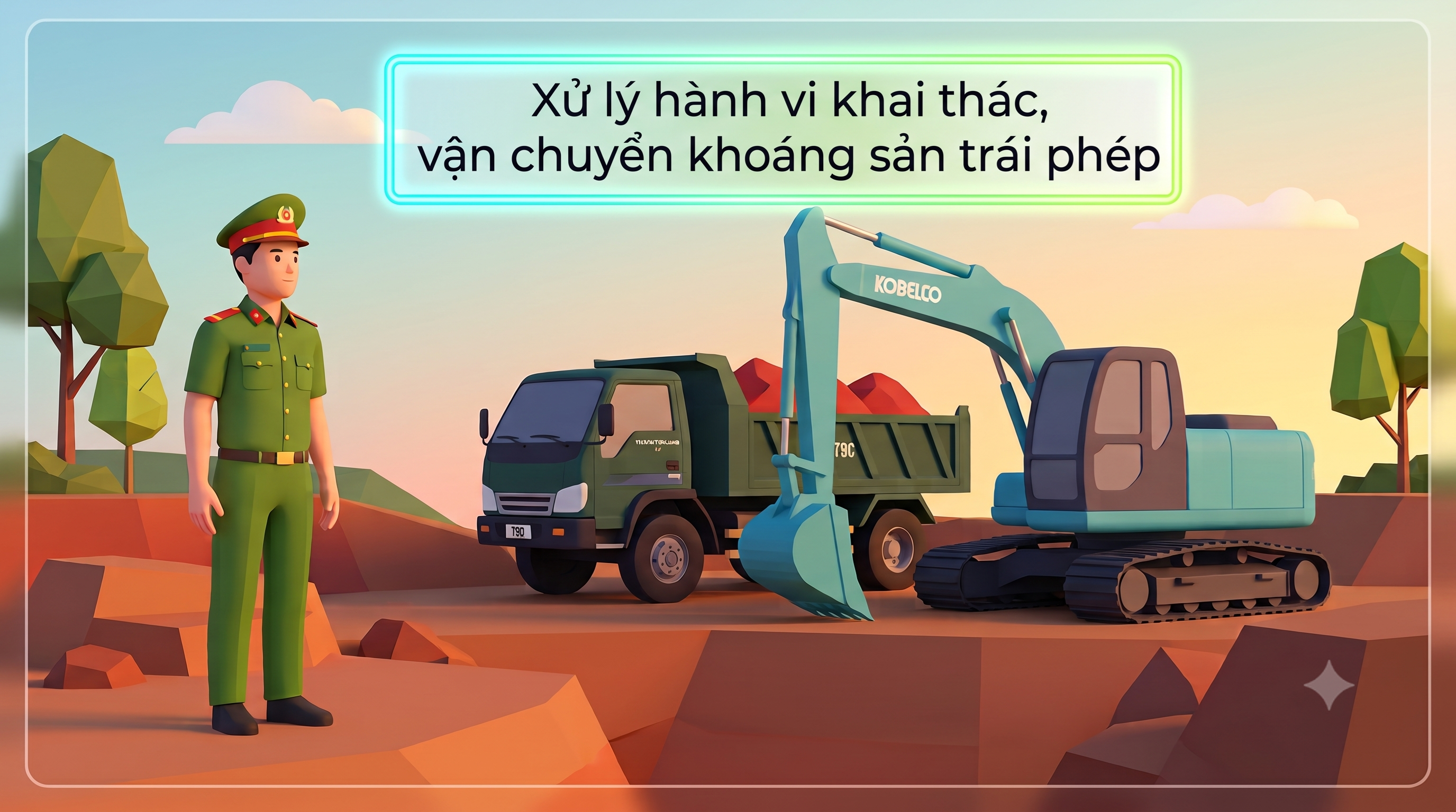 Công an xã Vạn Hưng tăng cường xử lý hành vi khai thác, vận chuyển khoáng sản trái phép