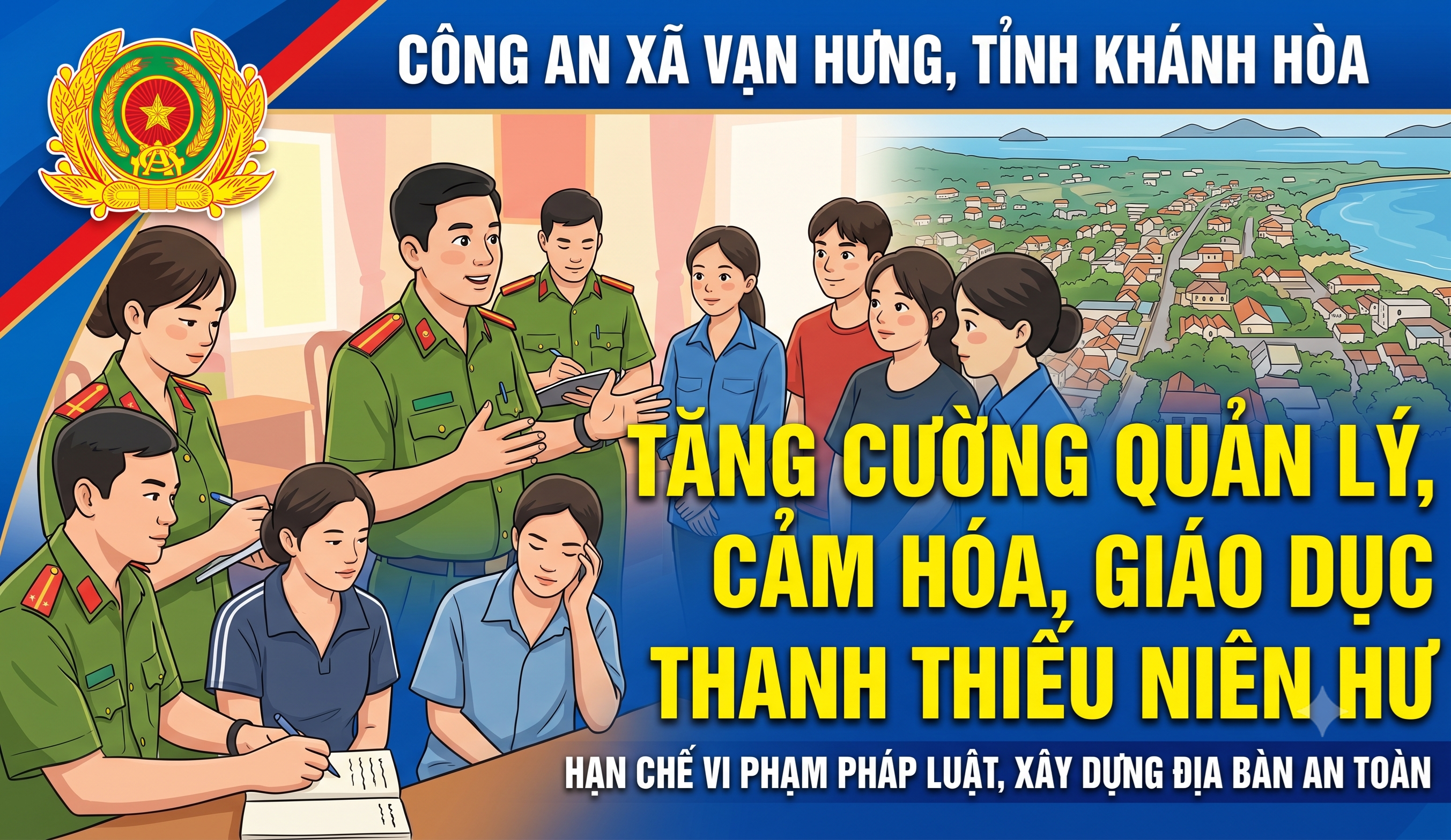 Công An Xã Vạn Hưng tăng cường quản lý, cảm hóa, giáo dục thanh thiếu niên có biểu hiện vi phạm pháp luật