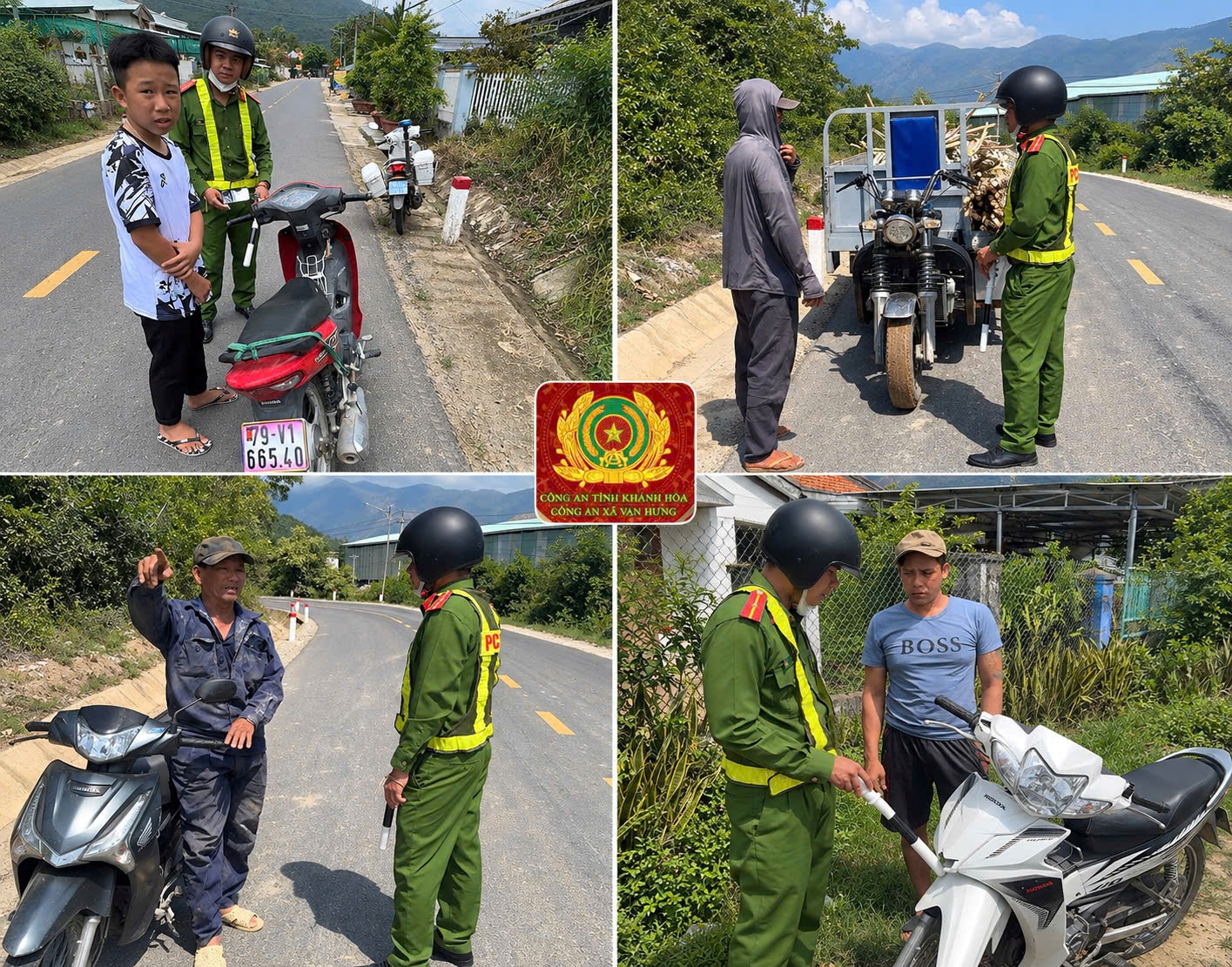 Công an xã Vạn Hưng tăng cường tuần tra, tuyên truyền nâng cao ý thức chấp hành pháp luật giao thông