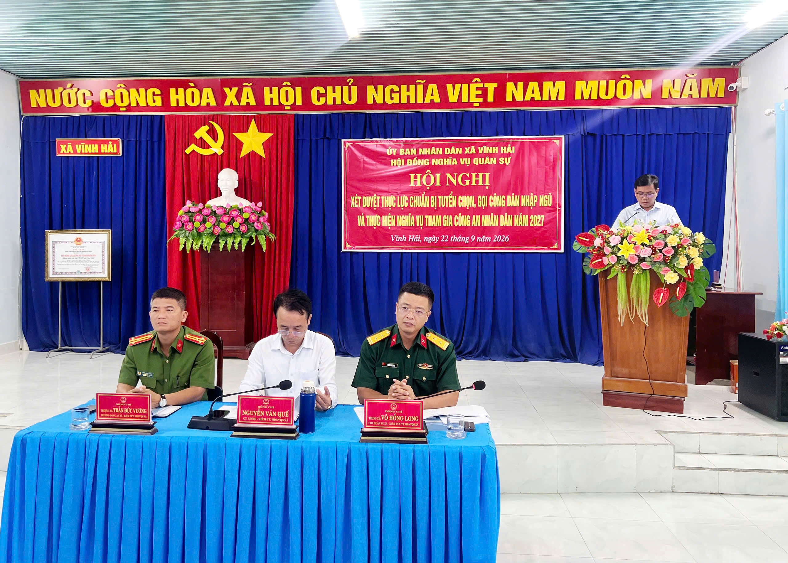 Công an xã Vĩnh Hải tham gia xét duyệt thực lực tuyển quân năm 2027
