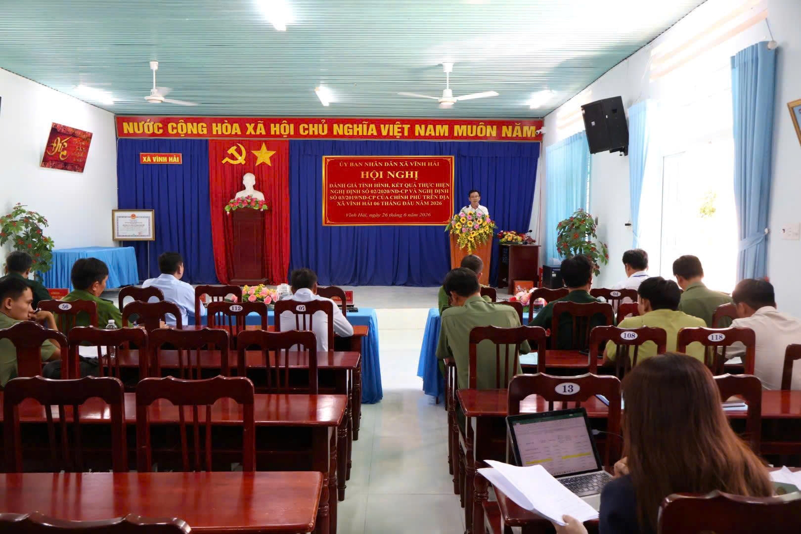 Xã Vĩnh Hải tổ chức hội sơ kết Nghị định số 02/2020/NĐ-CP và Nghị định số 03/2019/NĐ-CP của chính phủ 06 tháng đầu năm 2026