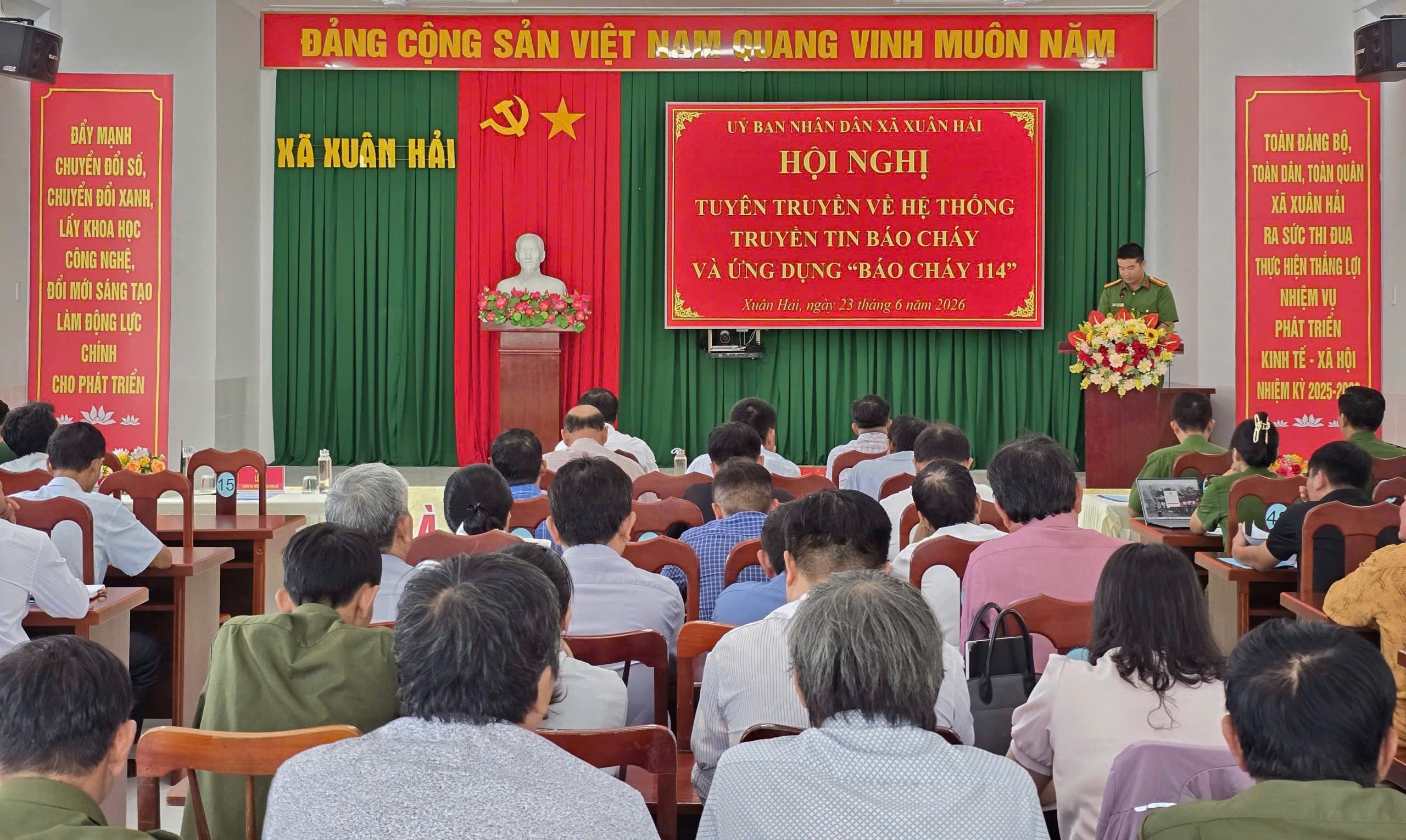 Xã Xuân Hải tổ chức hội nghị tuyên truyền hệ thống truyền tin báo cháy và ứng dụng “Báo cháy 114”