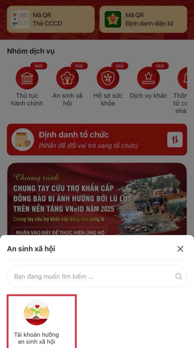 Hướng dẫn tích hợp tài khoản an sinh xã hội trên ứng dụng VNEID