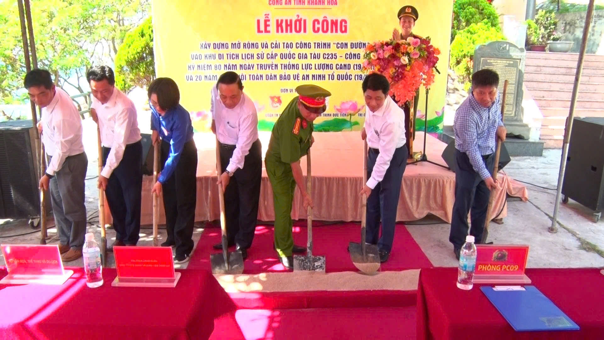Tổ chức Lễ khởi công xây dựng mở rộng và cải tạo công trình  “Con đường thanh niên” vào khu di tích lịch sử cấp Quốc gia Tàu C235 Công trình chào mừng kỷ niệm 80 năm Ngày truyền thống CAND  Việt Nam (19/8/1945-19/8/2025) và 20 năm Ngày hội toàn dân bảo vệ an ninh Tổ quốc (19/8/2005-19/8/2025)