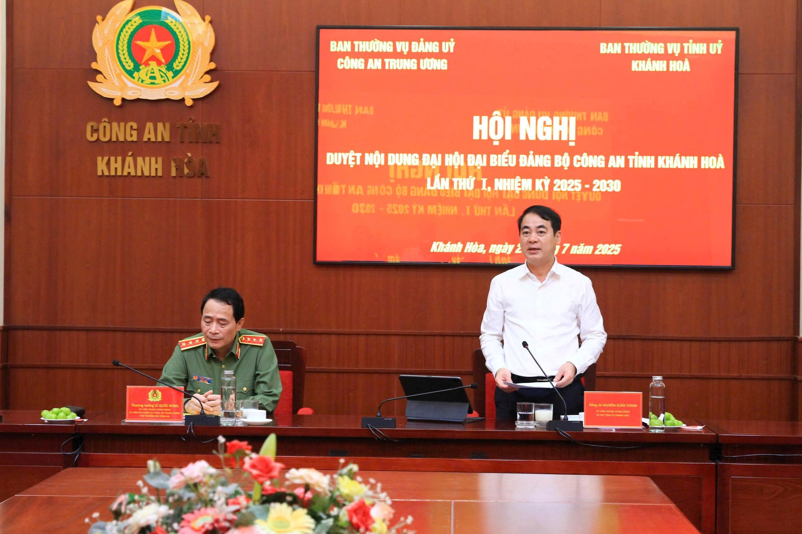 Đảng ủy Công an Trung ương và Tỉnh ủy Khánh Hòa kiểm tra công tác chuẩn bị Đại hội Đảng bộ Công an tỉnh nhiệm kỳ 2025–2030
