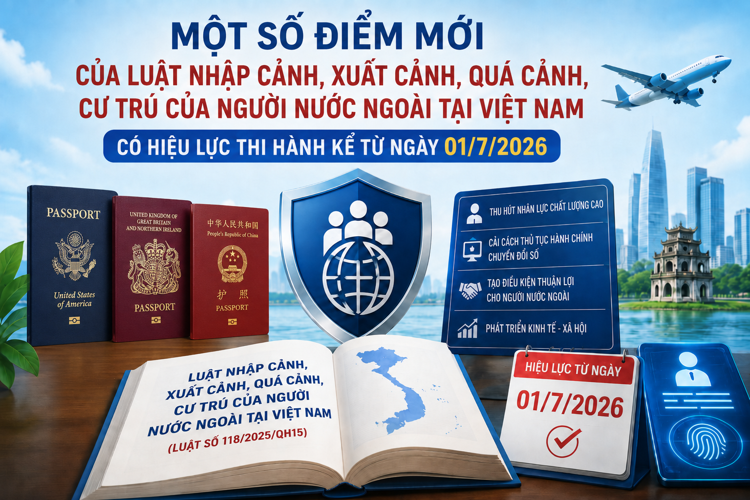 Một số điểm mới của Luật nhập cảnh, xuất cảnh, quá cảnh, cư trú của người nước ngoài tại Việt Nam có hiệu lực thi hành kể từ ngày 01/7/2026
