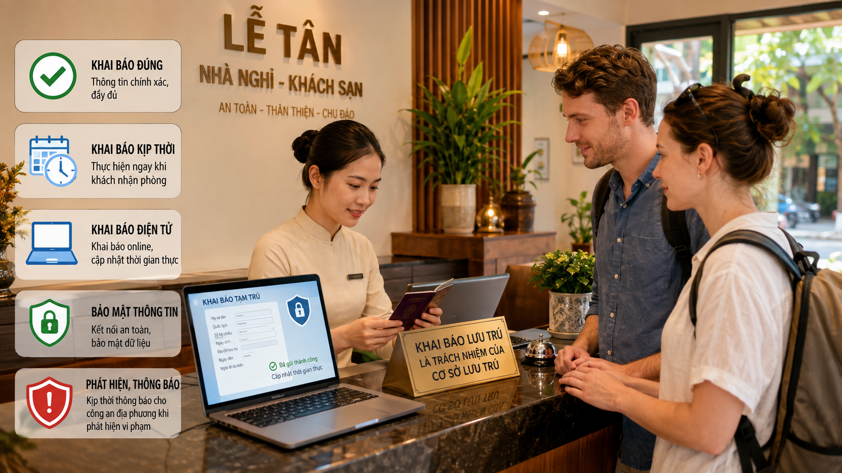Cơ sở lưu trú cần lưu ý khi tiếp nhận, khai báo tạm trú  cho người nước ngoài theo quy định mới
