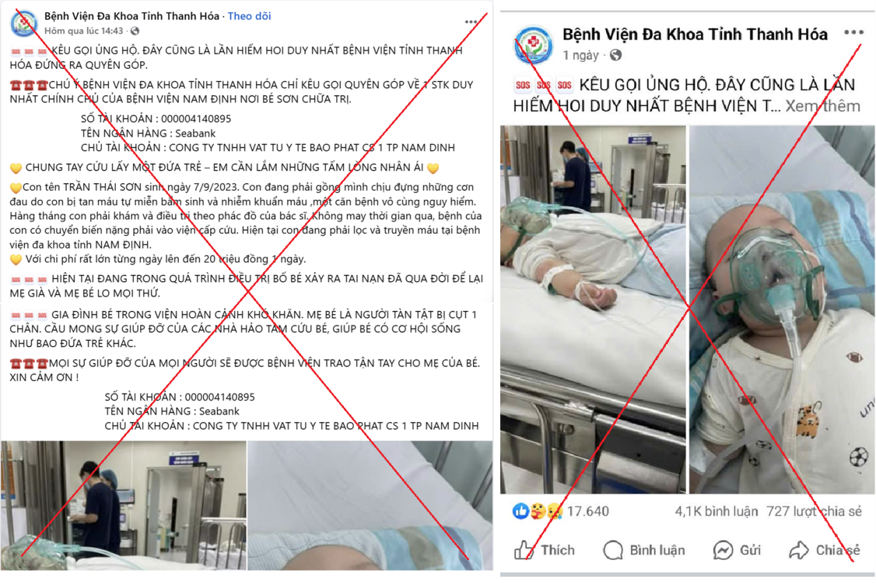 Cảnh giác trước thủ đoạn kêu gọi quyên góp từ thiện bằng hình ảnh với nội dung xúc động, cứu chữa bệnh nhân