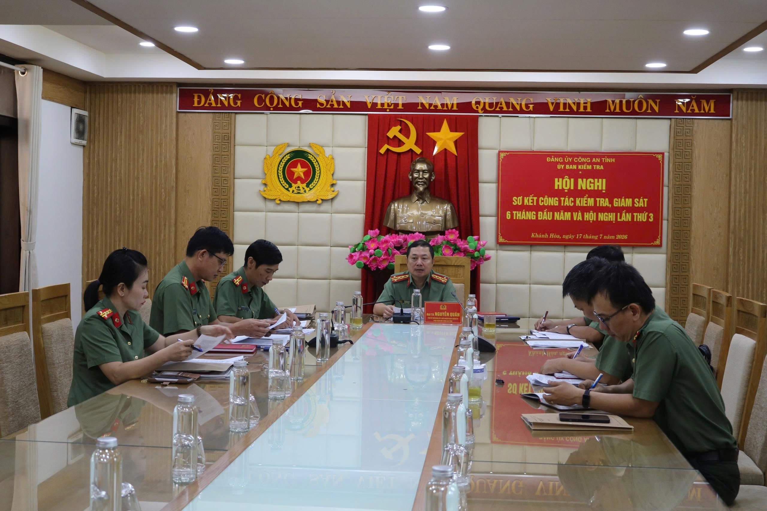 Uỷ ban Kiểm tra Đảng uỷ Công an tỉnh tổ chức Hội nghị sơ kết công tác kiểm tra, giám sát 6 tháng đầu năm và Hội nghị lần thứ 3 năm 2026