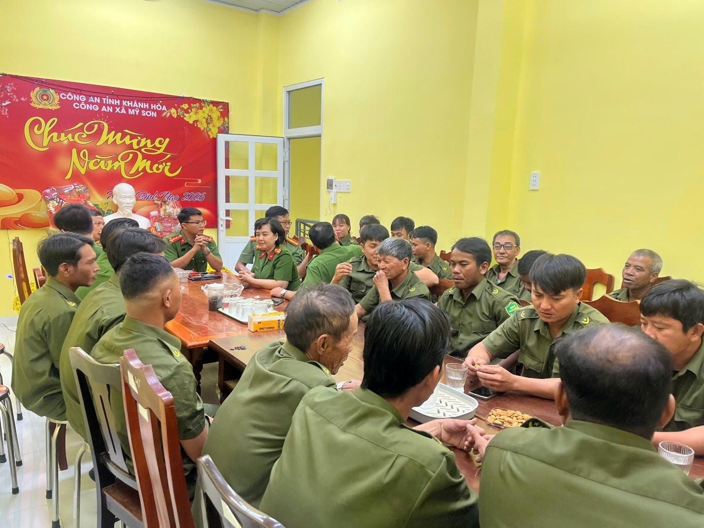 Công an xã Mỹ Sơn gặp mặt, chúc tết cán bộ, chiến sĩ và lực lượng tham gia bảo vệ an ninh trật tự ở cơ sở