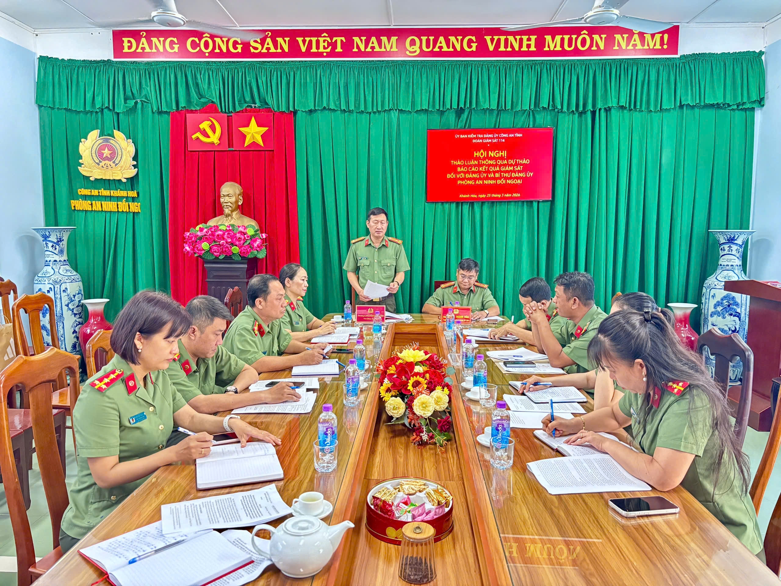 Đoàn Giám sát số 114 của Uỷ ban Kiểm tra Đảng uỷ Công an tỉnh tổ chức Hội nghị thảo luận dự thảo báo cáo kết quả giám sát đối với Đảng ủy Phòng An ninh đối ngoại