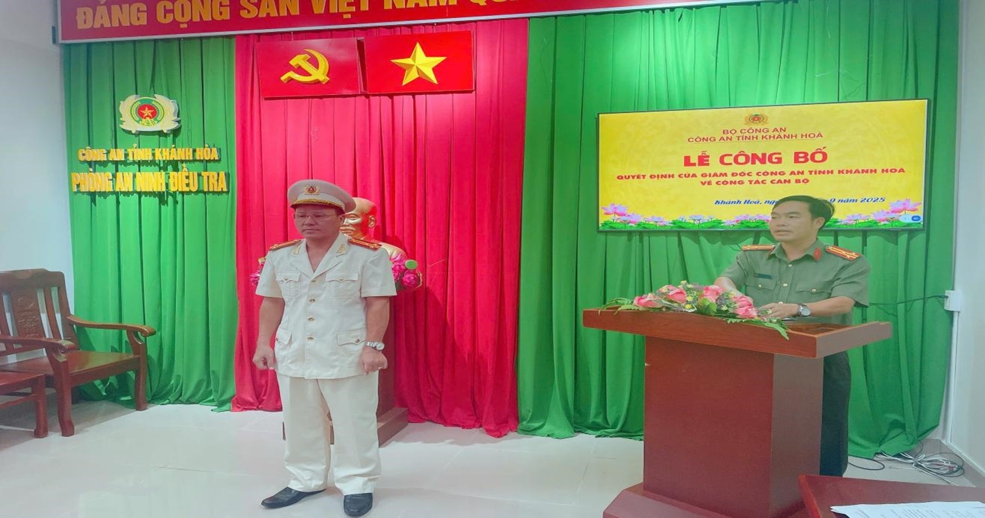 Công bố Quyết định của Giám đốc Công an tỉnh về công tác cán bộ tại phòng An ninh điều tra