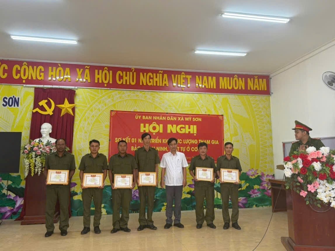Xã Mỹ Sơn sơ kết 01 năm triển khai  lực lượng tham gia bảo vệ an ninh, trật tự ở cơ sở