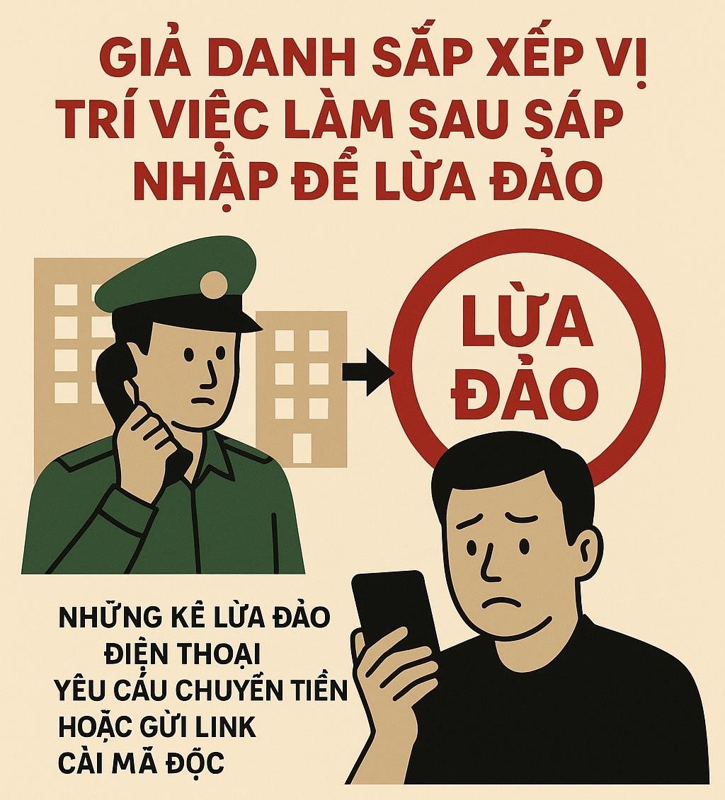 Cảnh báo về việc các đối tượng lợi dụng bối cảnh việc thực hiện việc sắp xếp, tinh gọn bộ máy hành chính các cấp để tung ra những chiêu trò lừa đảo mới, tinh vi hơn