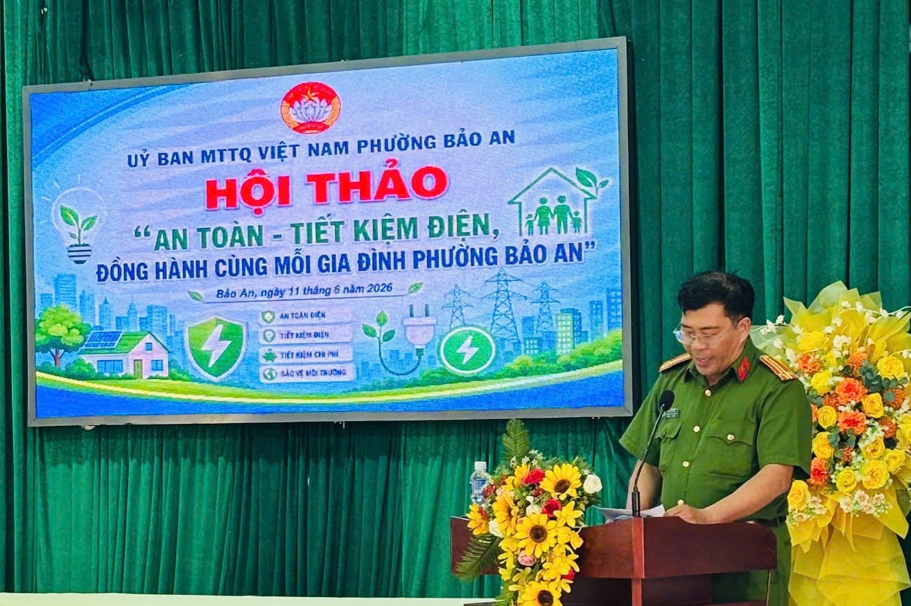 Công an phường Bảo An tham gia hội thảo “An toàn - Tiết kiệm điện” đồng hành cùng mỗi gia đình