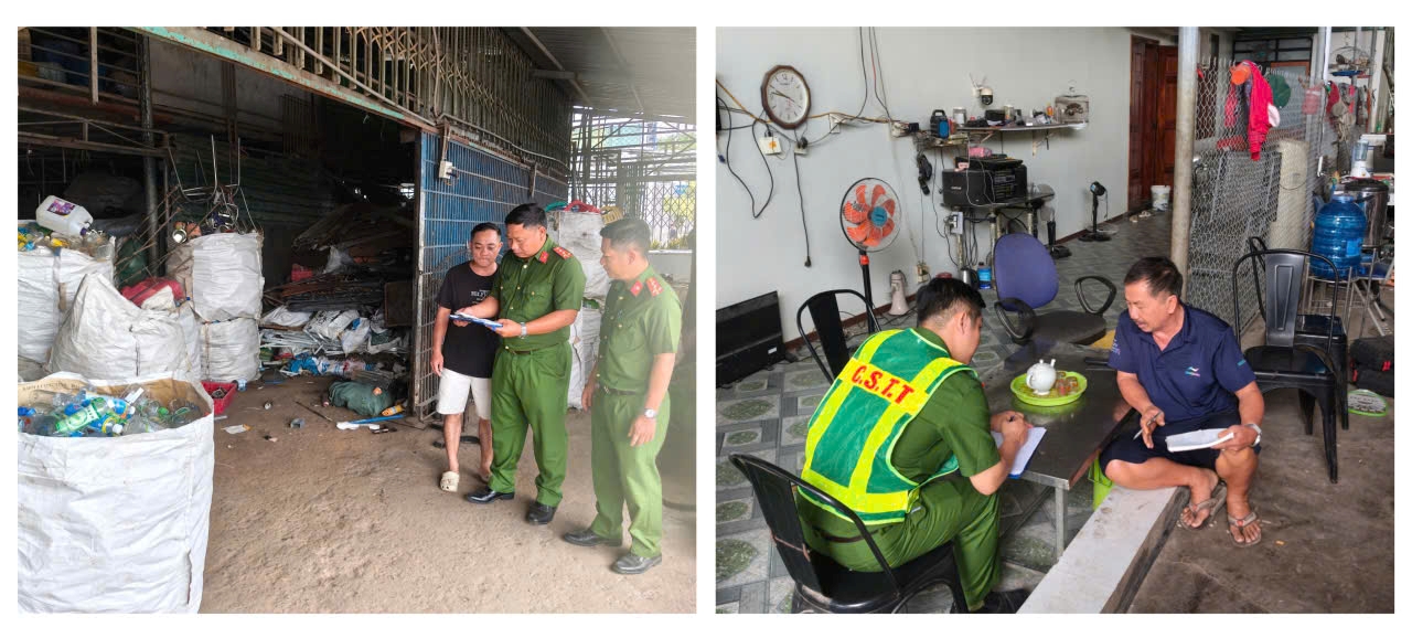 Công an phường Hòa Thắng tăng cường kiểm tra, tuyên truyền chấp hành pháp luật tại các cơ sở thu mua phế liệu