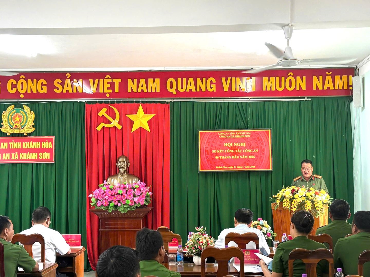 Công an xã khánh sơn tổ chức hội nghị sơ kết công tác công an 06 tháng đầu năm 2026