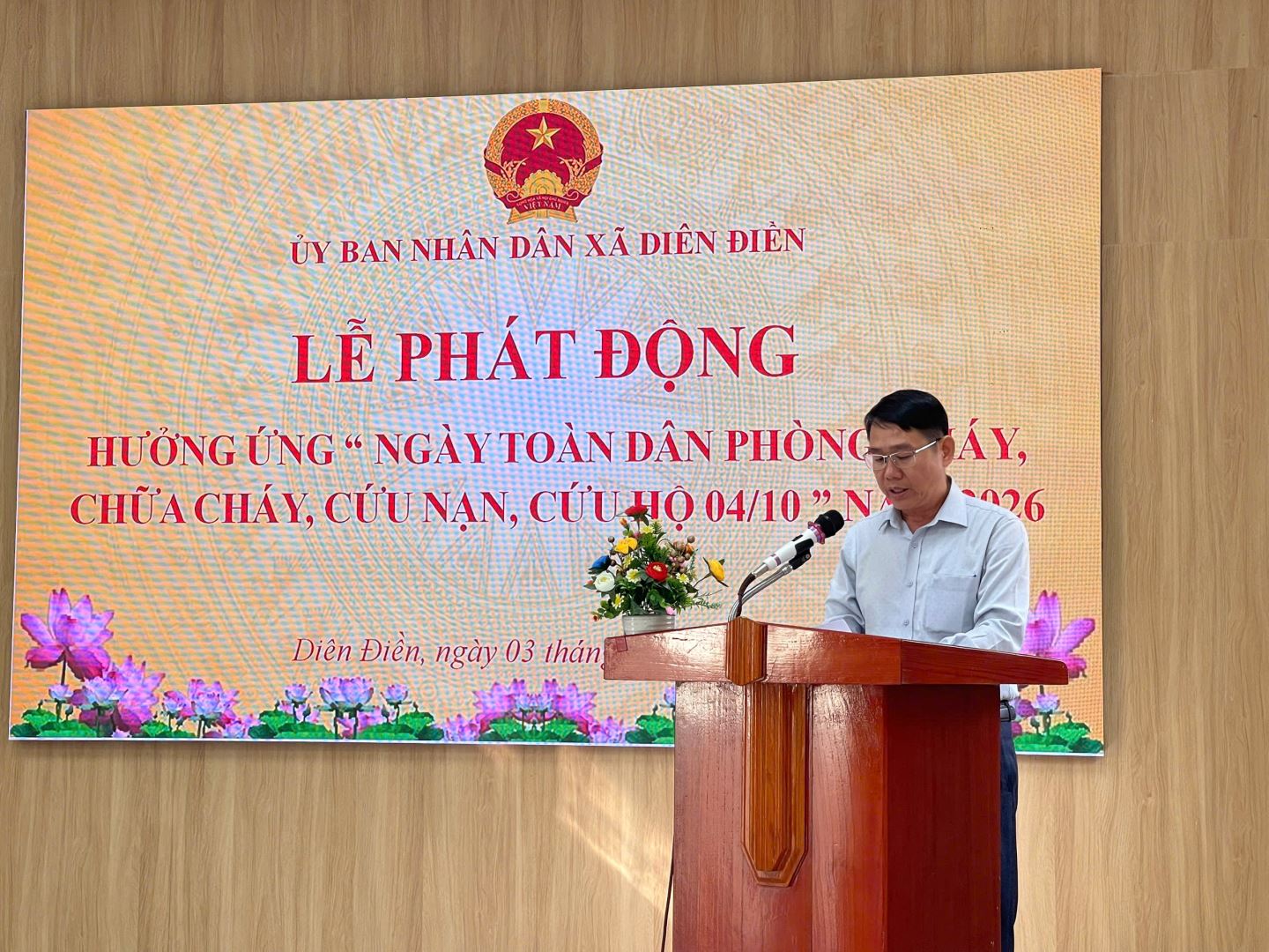 Đồng chí Phan Văn Trí – Phó Bí thư Đảng uỷ, Chủ tịch UBND xã phát biểu chỉ đạo