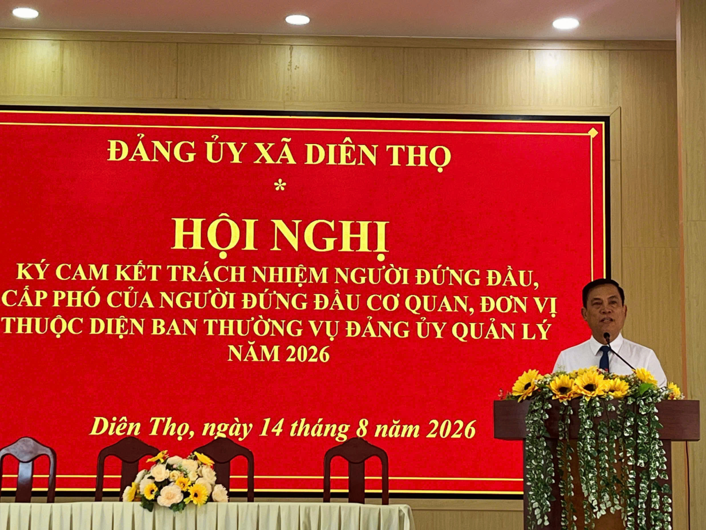 Bí thư Đảng ủy xã Cao Thanh Vũ phát biểu chỉ đạo tại hội nghị