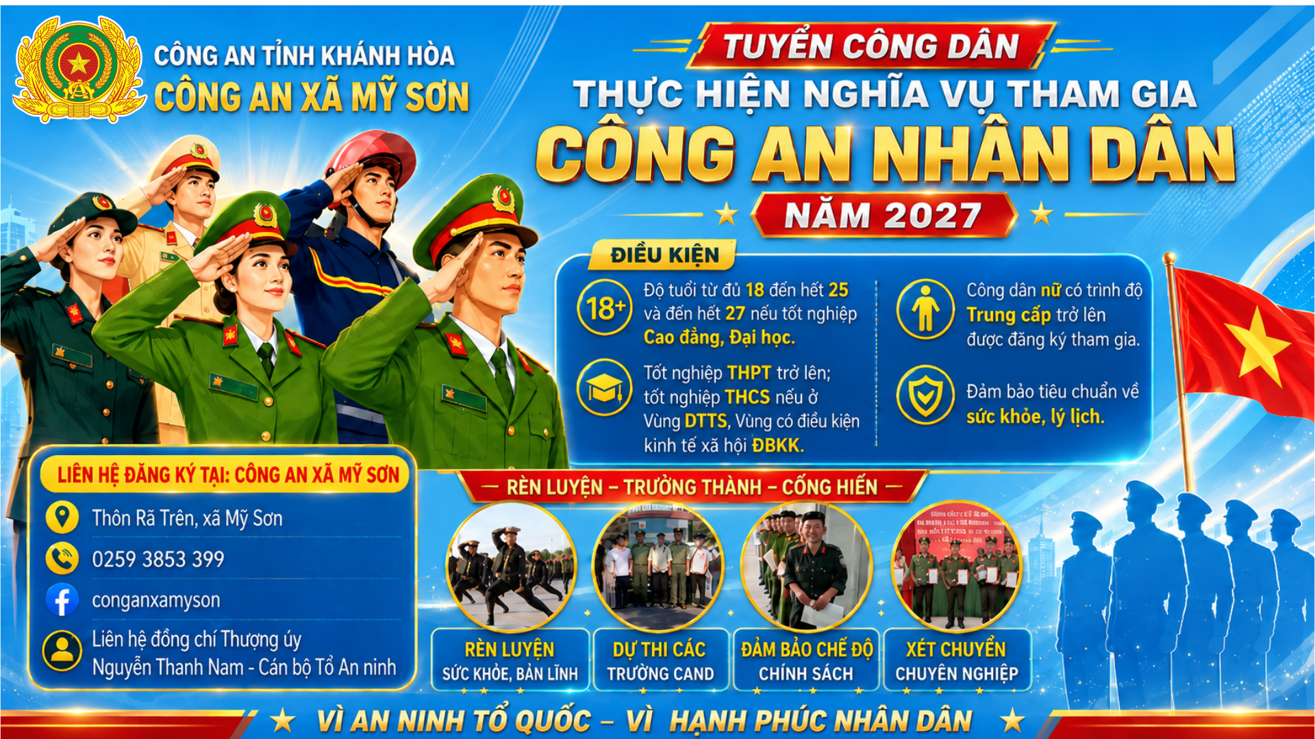 Nội dung tuyên truyền tuyển quân trên fanpage Công an xã Mỹ Sơn - Tỉnh Khánh Hòa
