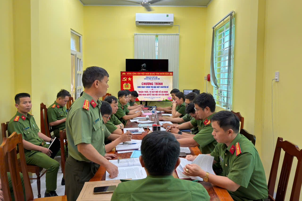 Chi bộ Công an xã Mỹ Sơn tổ chức họp Chi bộ định kỳ tháng 6/2026 và sinh hoạt chuyên đề đặc biệt