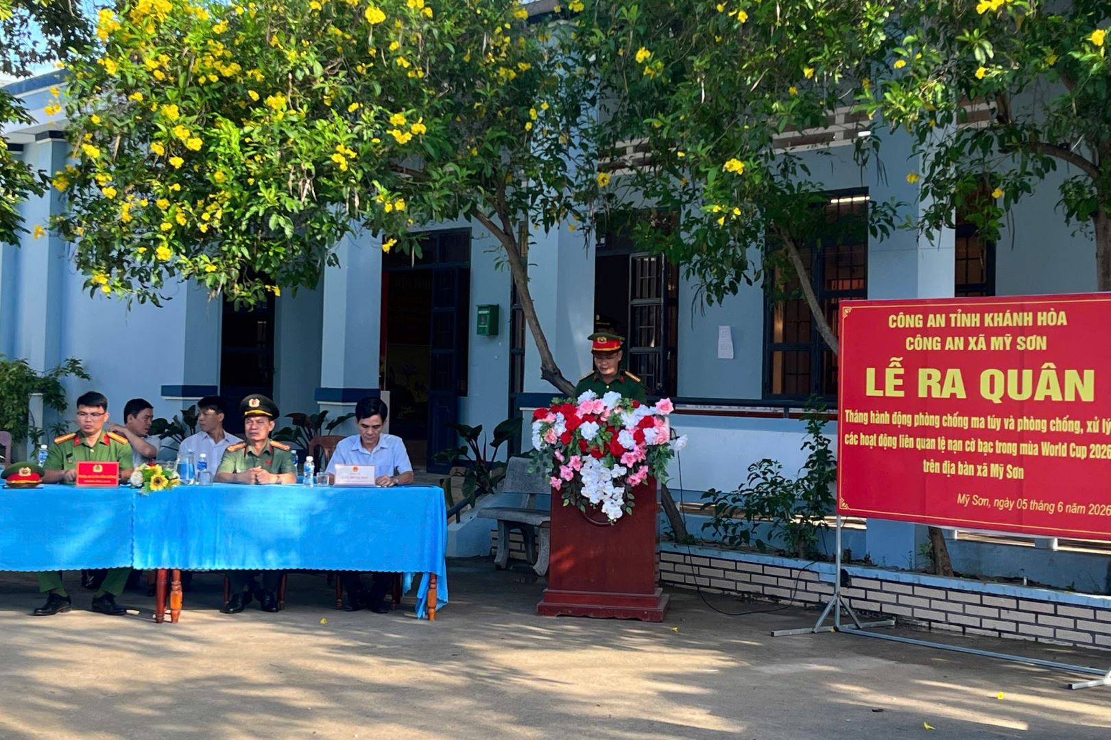 Thiếu tá Nguyễn Lộc Tài – Phó trưởng Công an xã Mỹ Sơn quán triệt nội dung Kế hoạch triển khai và nhấn mạnh các nhiệm vụ trọng tâm