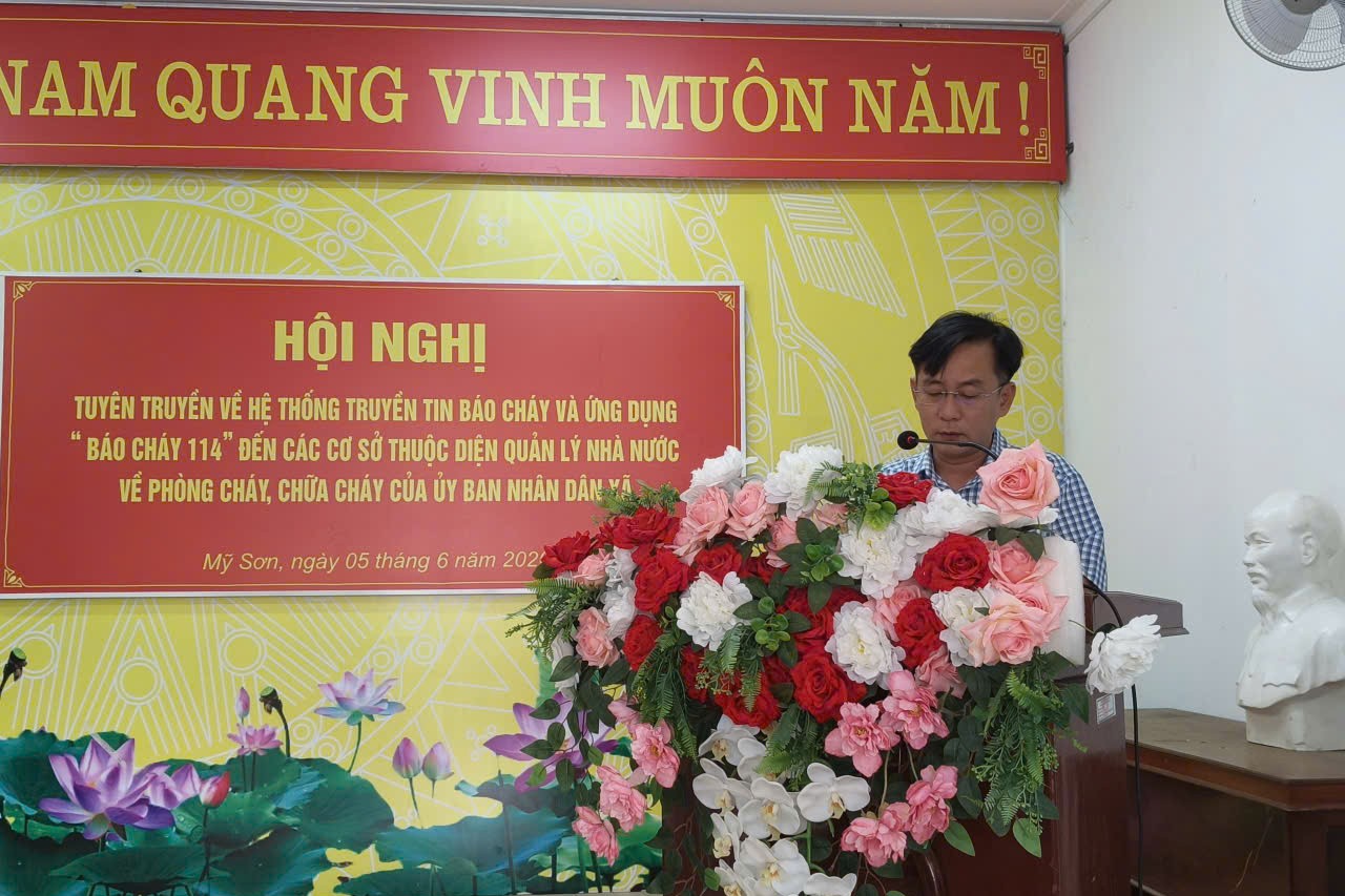 Đồng chí Huỳnh Phương Nam – Phó Bí thư Đảng ủy, Chủ tịch UBND xã Mỹ Sơn phát biểu khai mạc tại Hội nghị