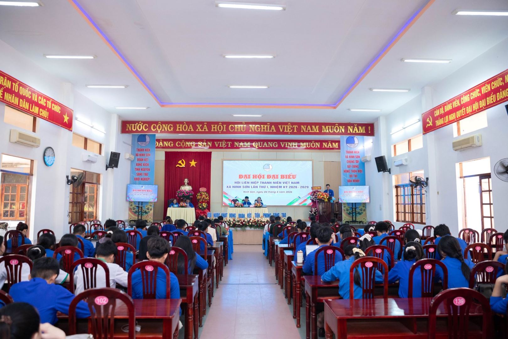Quang cảnh chung Đại hội Hội Liên hiệp Thanh niên Việt Nam xã Ninh Sơn lần thứ I, nhiệm kỳ 2026 - 2029