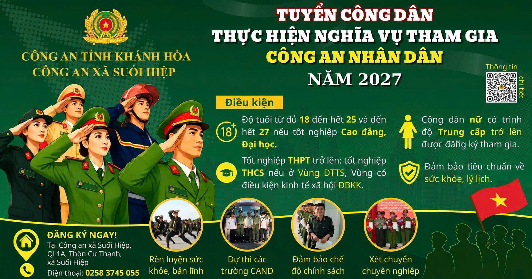 Thông tin tuyển chọn công dân thực hiện nghĩa vụ tham gia Công an nhân dân năm 2027.