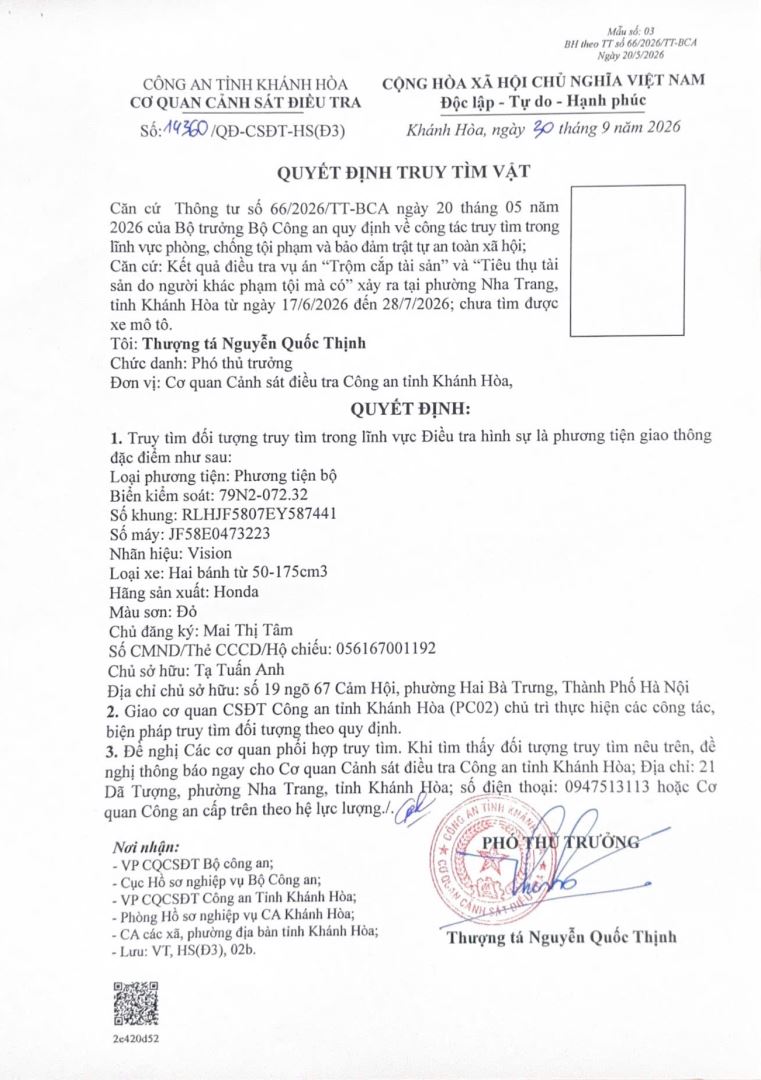 QĐ truy tìm 79N2-072.32